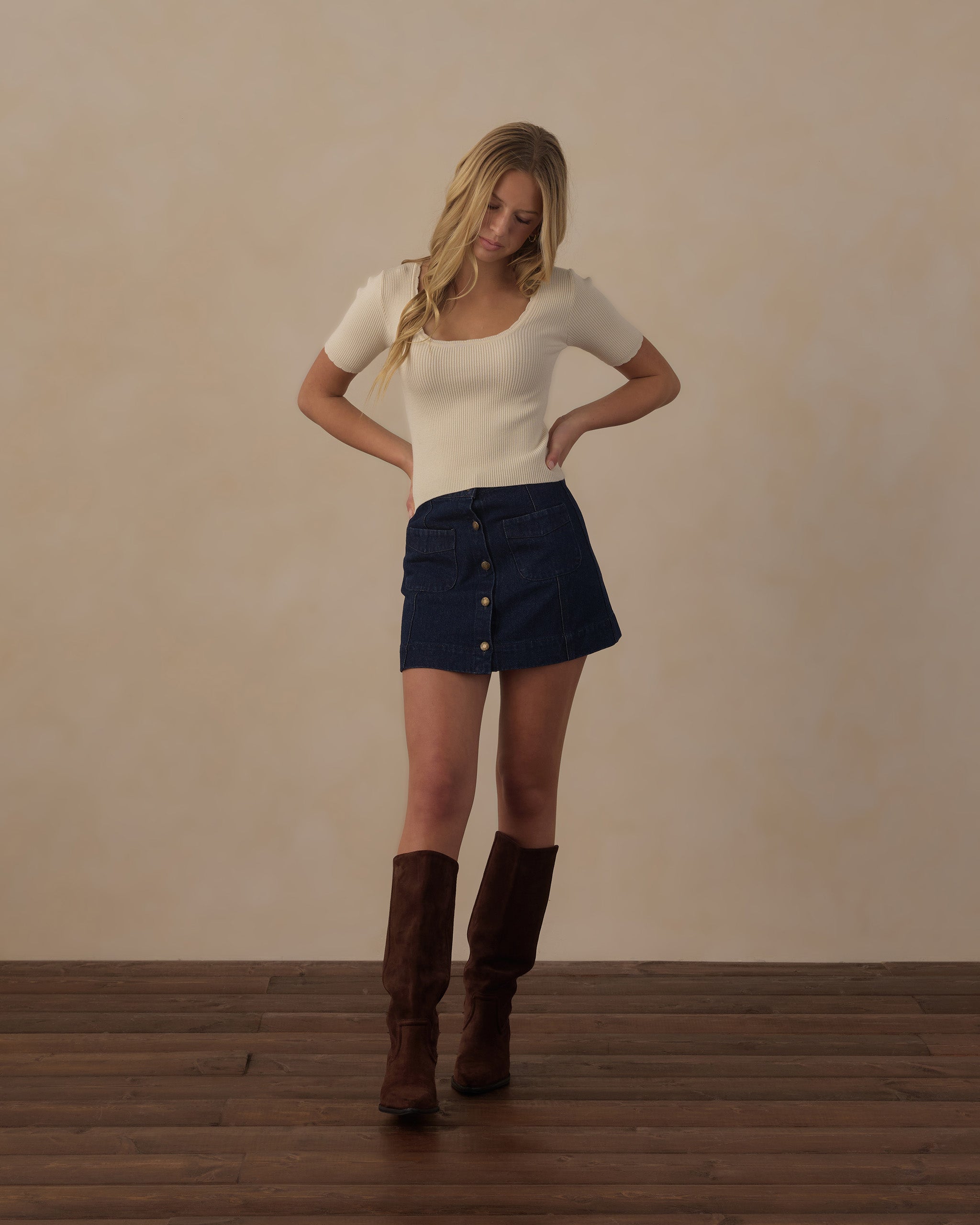 Teen Scallop Tee Natural - Rylee + Cru | Kids Clothes | Trendy Baby Clothes | Modern Infant Outfits |