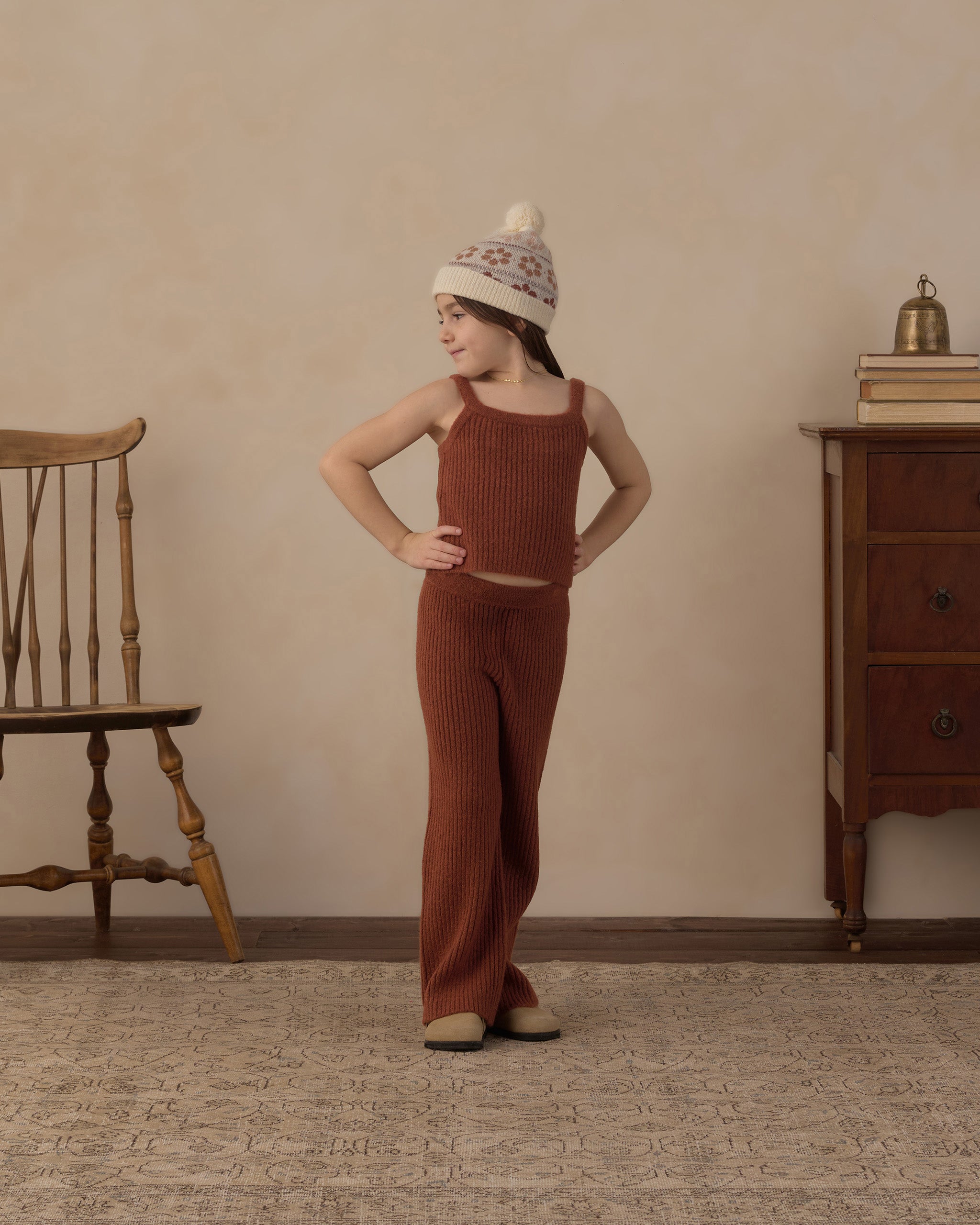 Fuzzy Knit Lounge Set Brick - Rylee + Cru | Kids Clothes | Trendy Baby Clothes | Modern Infant Outfits |