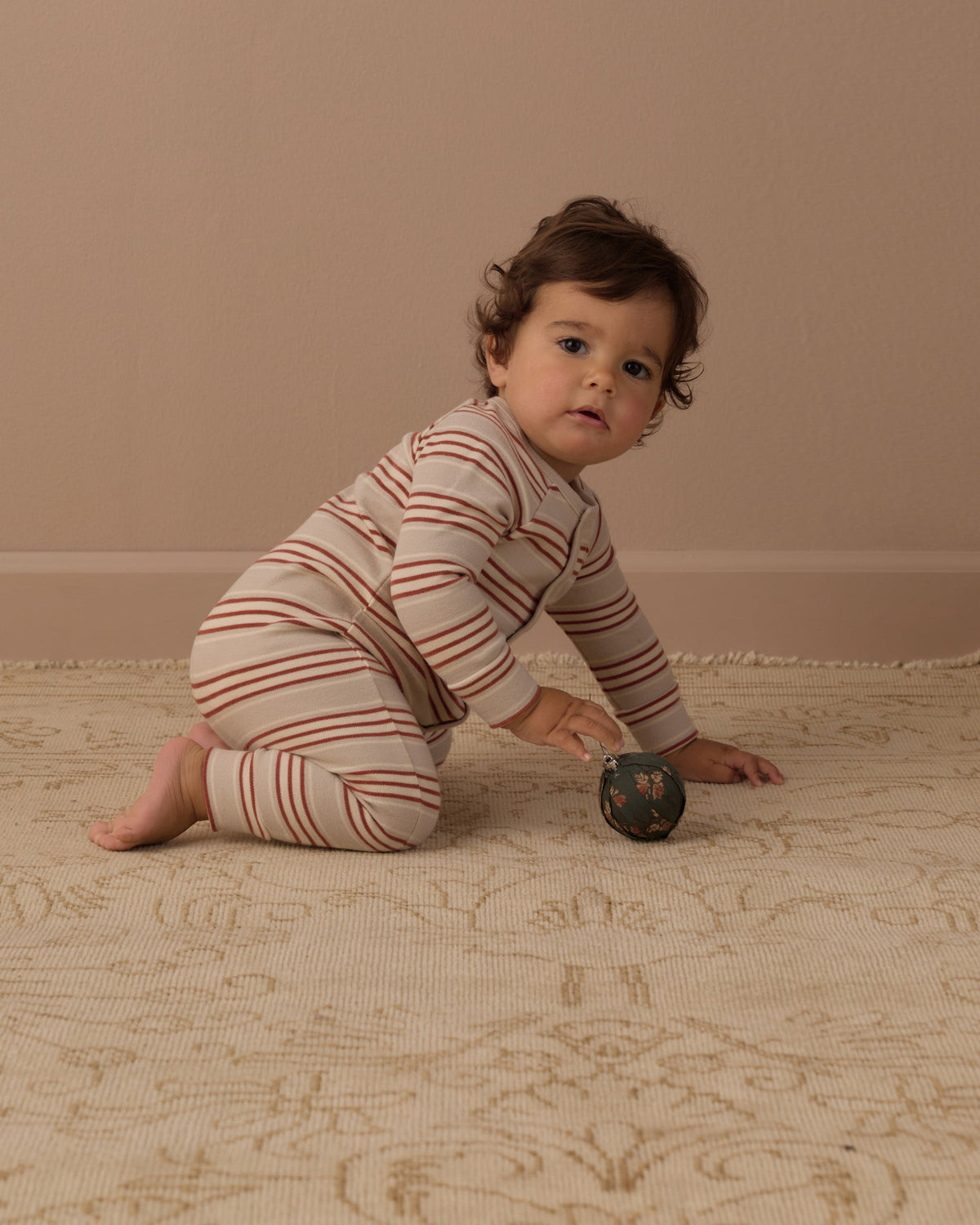 Organic Long John Pajamas Holiday Stripe - Rylee + Cru | Kids Clothes | Trendy Baby Clothes | Modern Infant Outfits |