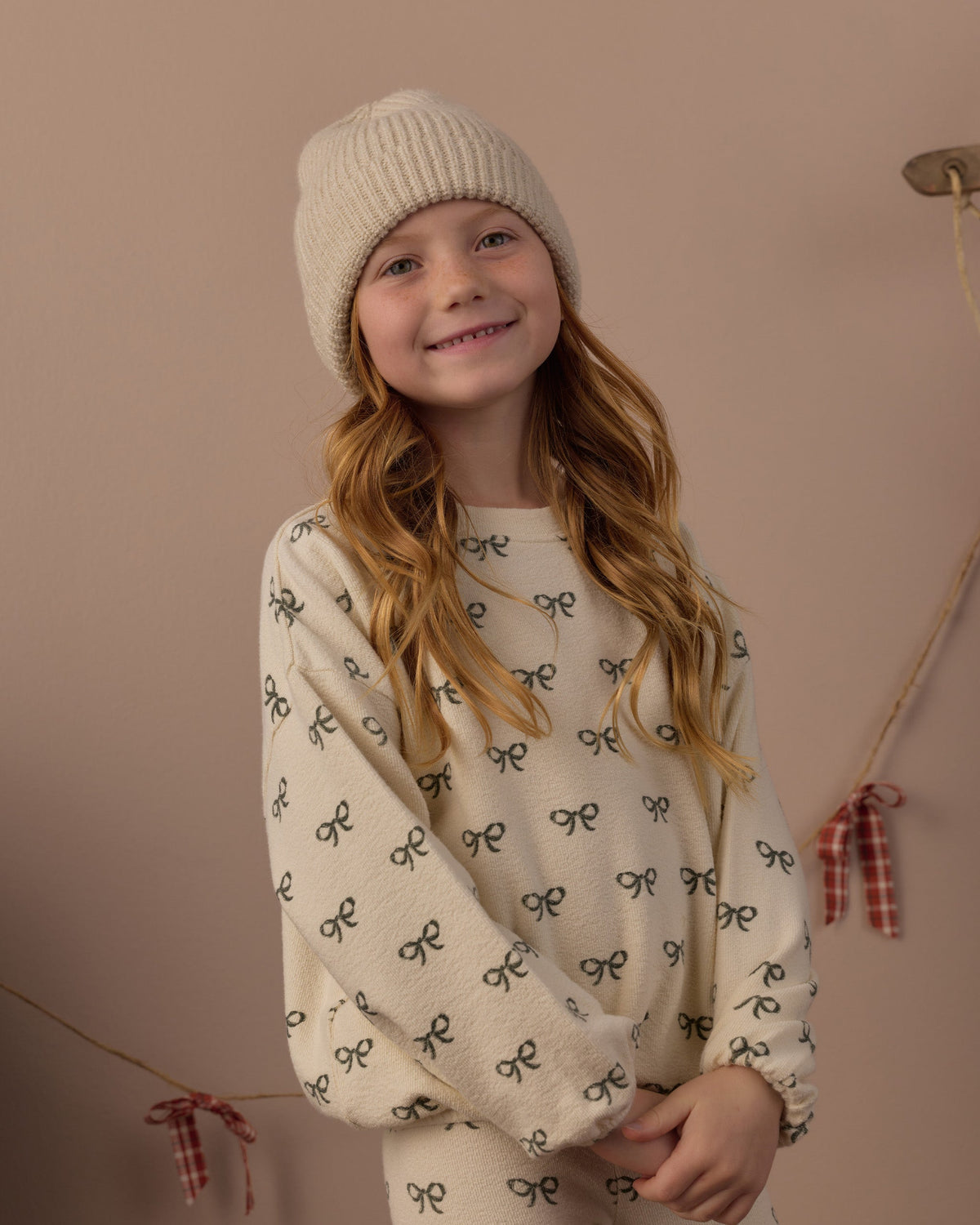 Spongey Knit Set Evergreen Bows - Rylee + Cru | Kids Clothes | Trendy Baby Clothes | Modern Infant Outfits |