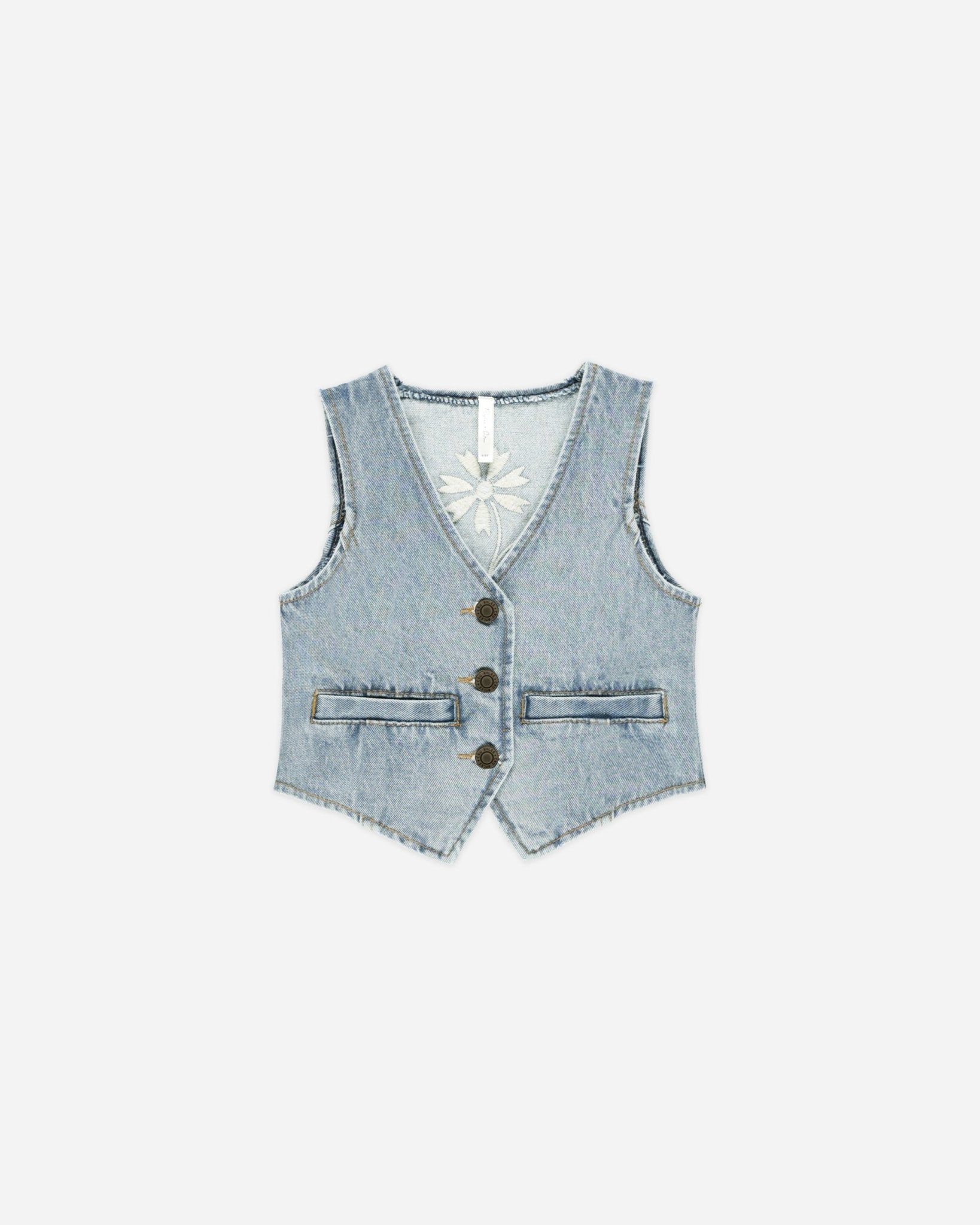 Denim Vest || Light Washed Denim - Rylee + Cru Canada