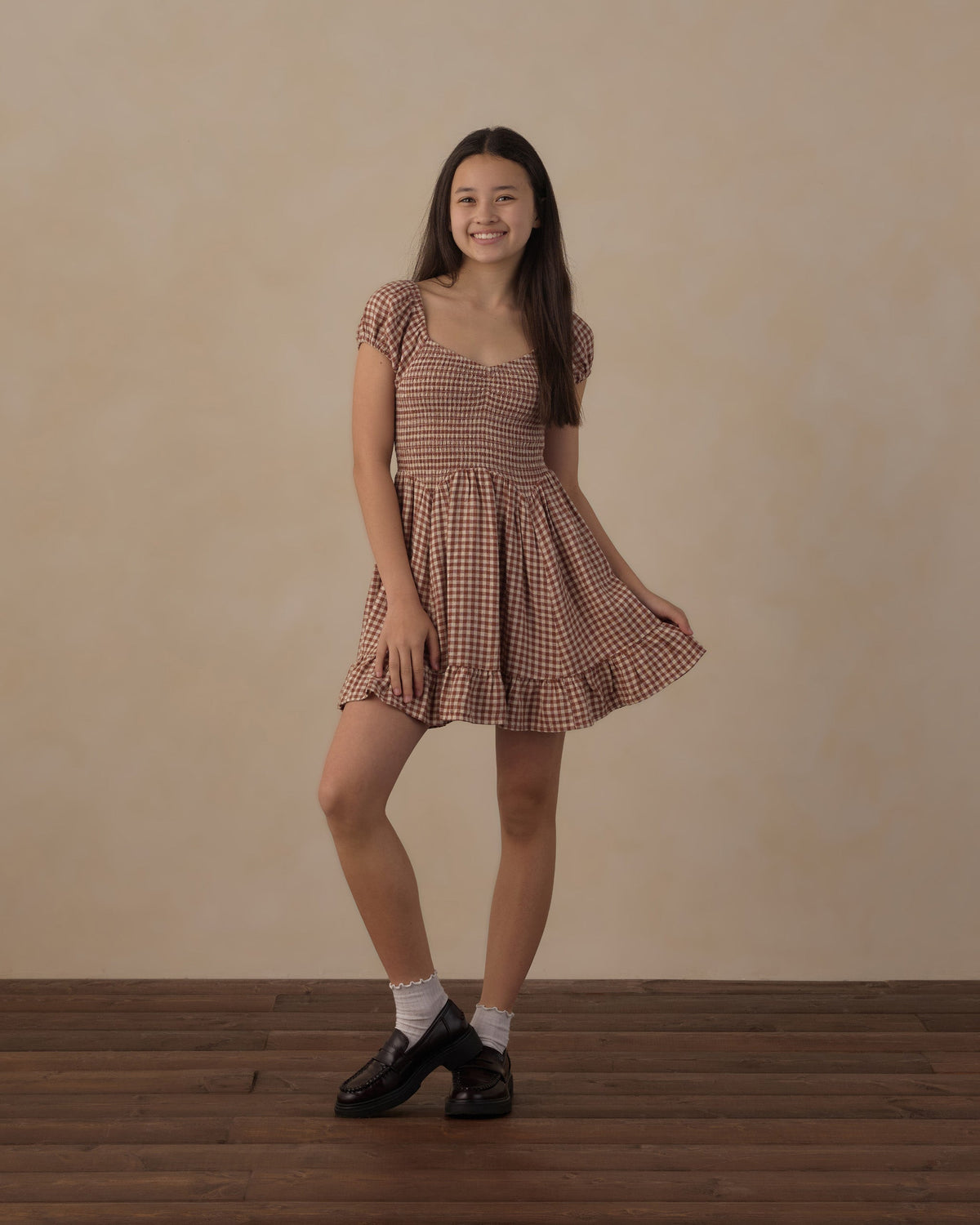 Teen Stella Dress Brick Check - Rylee + Cru | Kids Clothes | Trendy Baby Clothes | Modern Infant Outfits |
