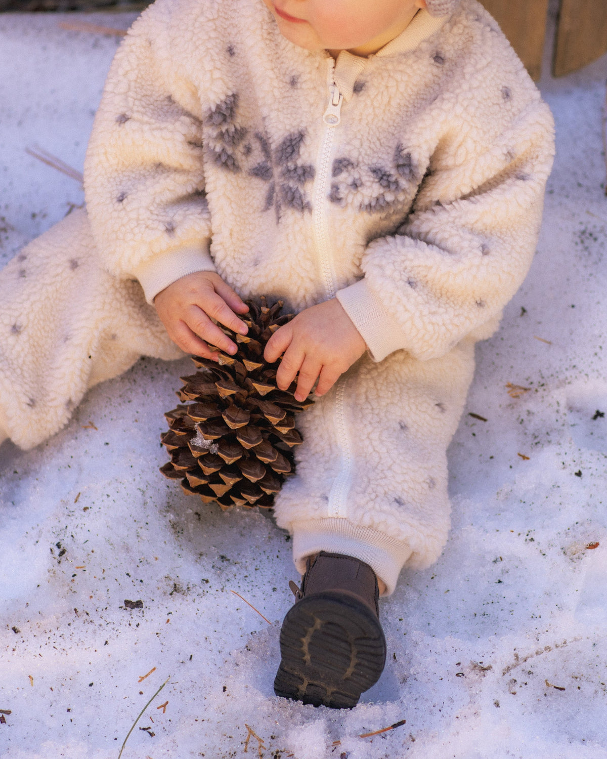 Shearling Baby Jumpsuit Natural Fair Isle - Rylee + Cru | Kids Clothes | Trendy Baby Clothes | Modern Infant Outfits |