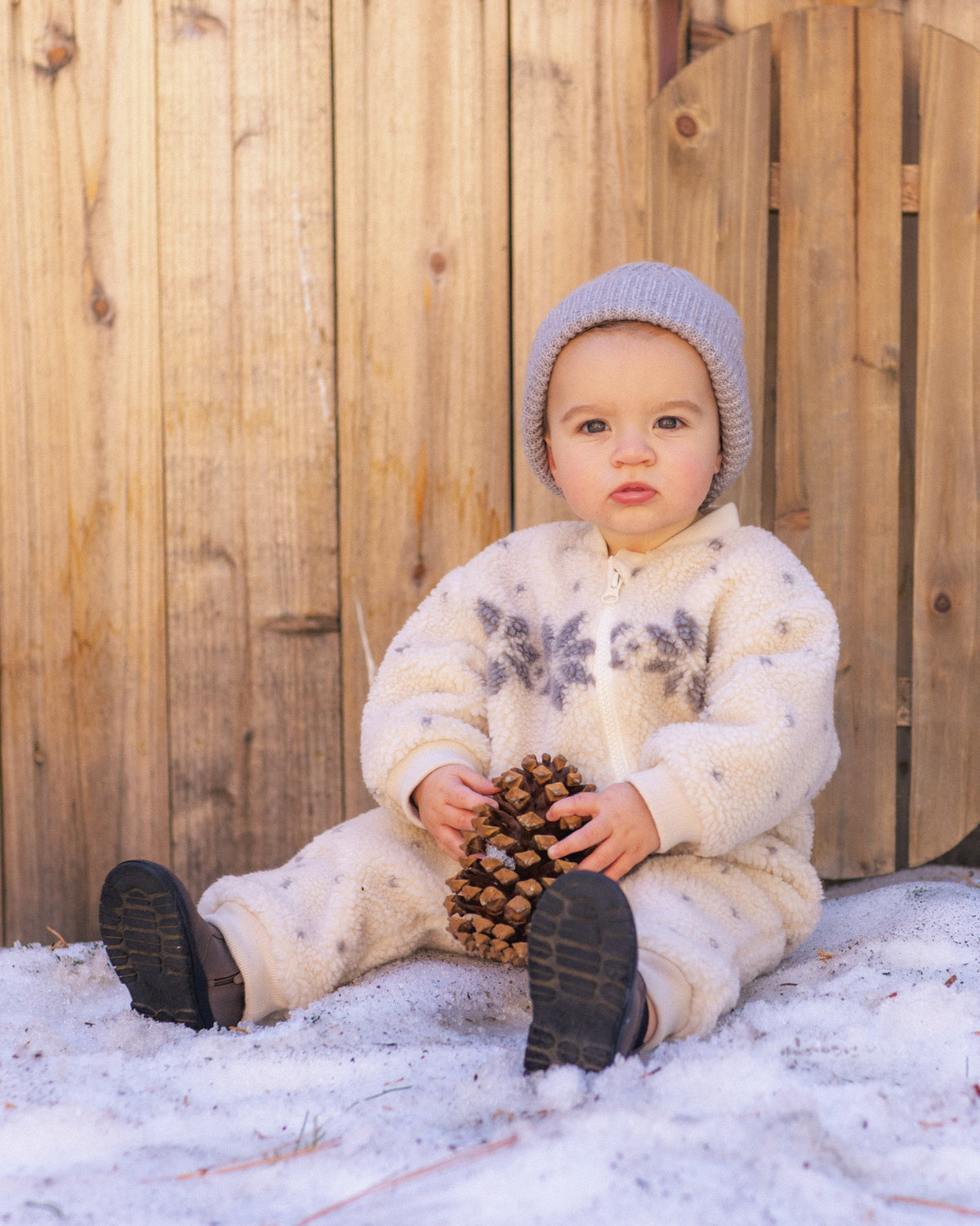 Shearling Baby Jumpsuit Natural Fair Isle - Rylee + Cru | Kids Clothes | Trendy Baby Clothes | Modern Infant Outfits |