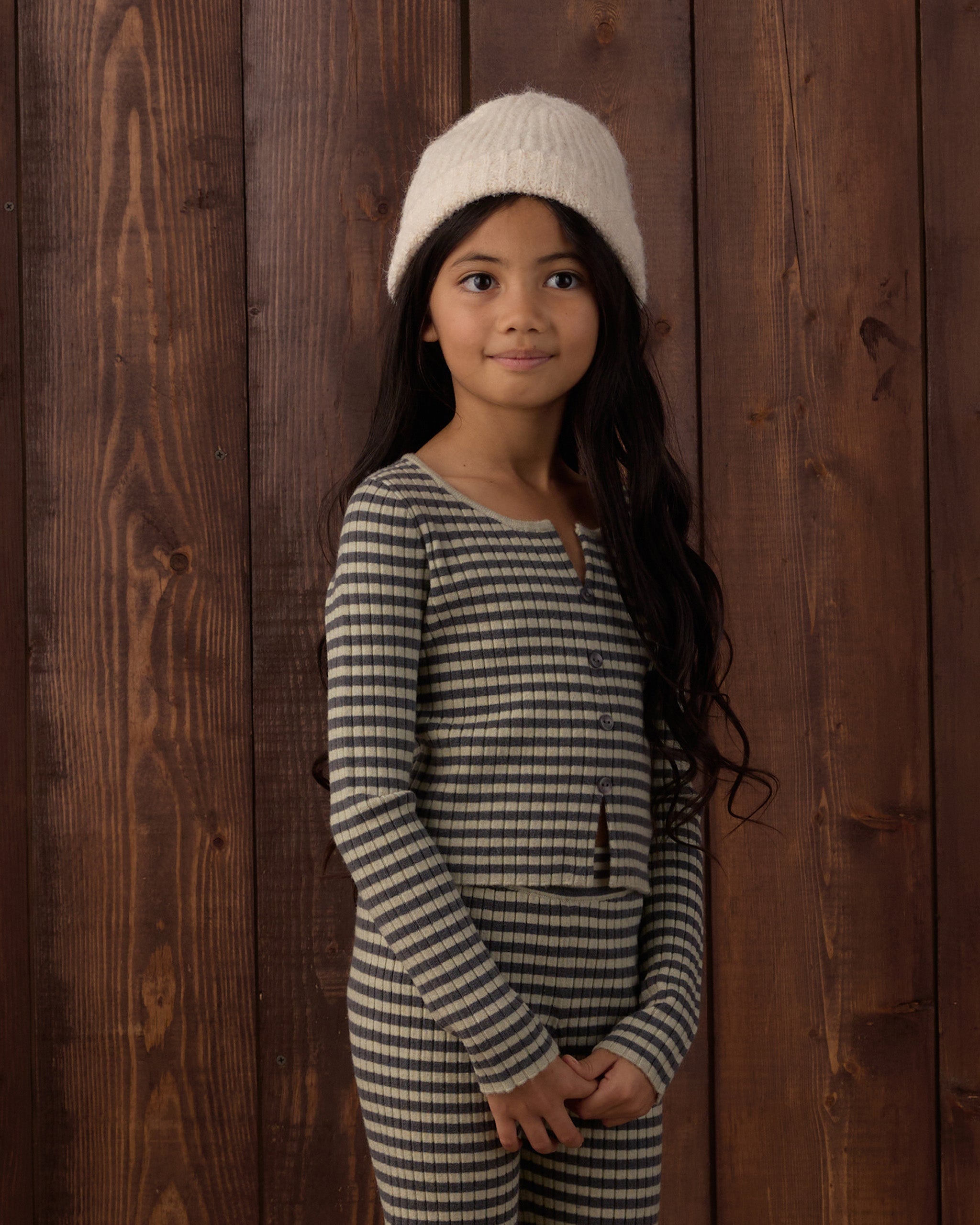 Long Sleeve Knit Tee Midnight Stripe - Rylee + Cru | Kids Clothes | Trendy Baby Clothes | Modern Infant Outfits |