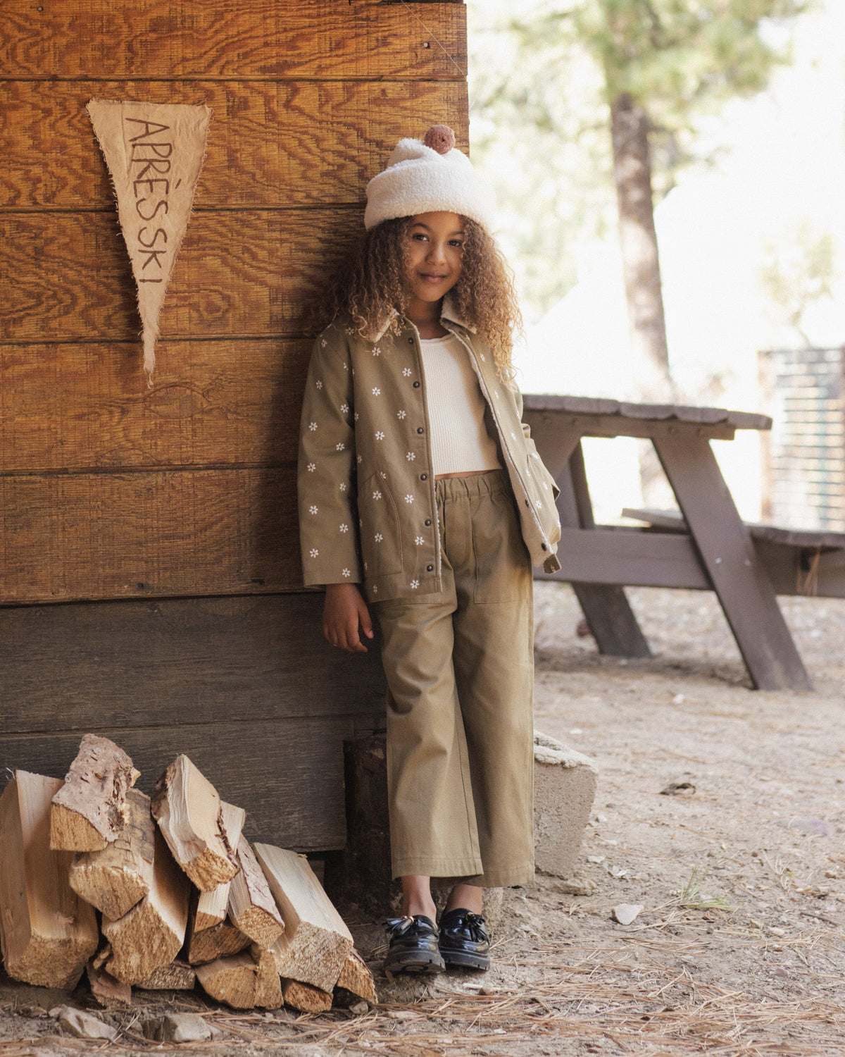 Long Chore Coat Embroidered Daisies - Rylee + Cru | Kids Clothes | Trendy Baby Clothes | Modern Infant Outfits |