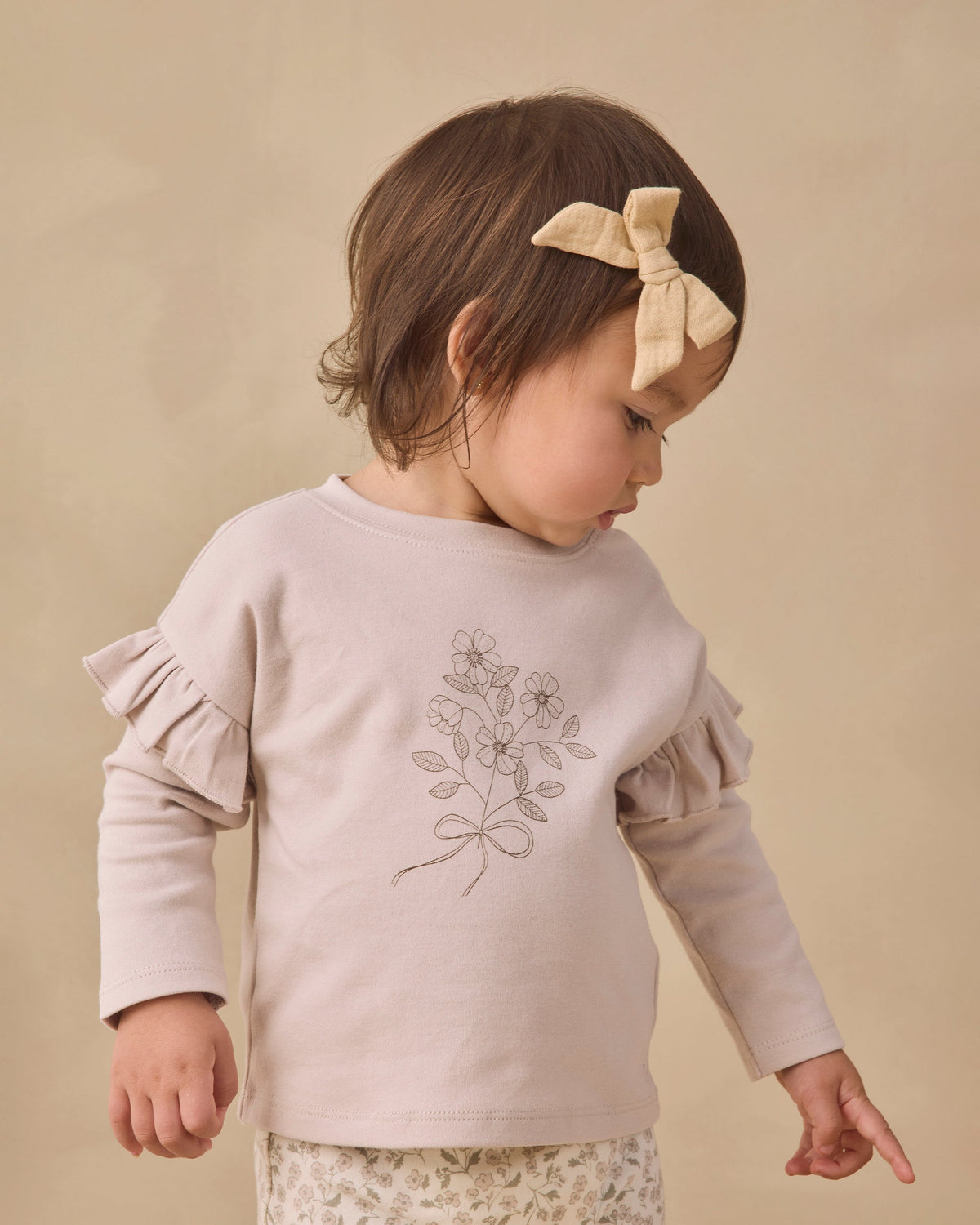 Ruffle Long Sleeve Tee Fleur - Rylee + Cru | Kids Clothes | Trendy Baby Clothes | Modern Infant Outfits |