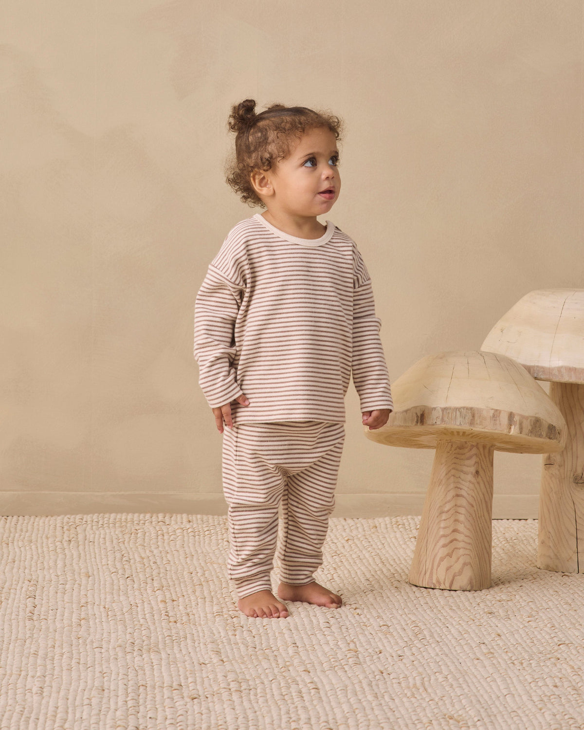 Long Sleeve Tee Cocoa Microstripe - Rylee + Cru | Kids Clothes | Trendy Baby Clothes | Modern Infant Outfits |