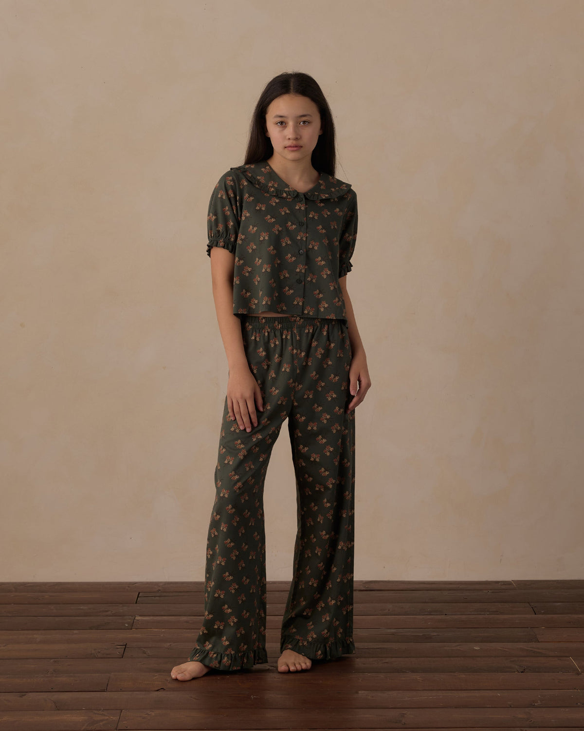 Teen Ruffle Pajamas Evergreen Bouquet - Rylee + Cru | Kids Clothes | Trendy Baby Clothes | Modern Infant Outfits |