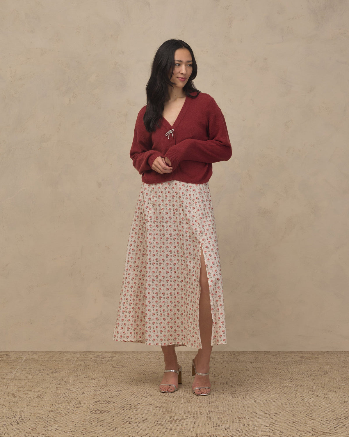 Gilet à nœud pour femme rubis