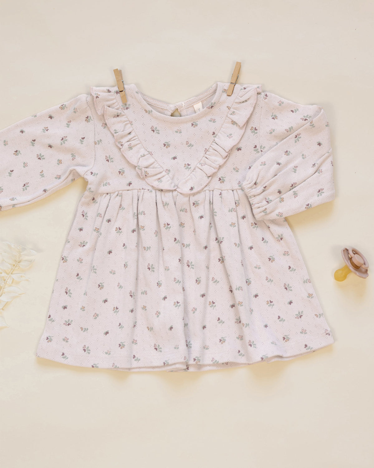 Long Sleeve Ruffle V Dress Heart Ditsy - Rylee + Cru | Kids Clothes | Trendy Baby Clothes | Modern Infant Outfits |
