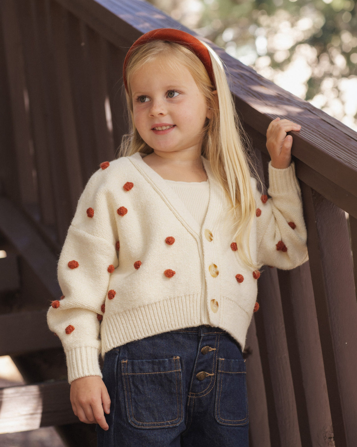 Boxy Crop Cardigan Ruby Bobble - Rylee + Cru | Kids Clothes | Trendy Baby Clothes | Modern Infant Outfits |