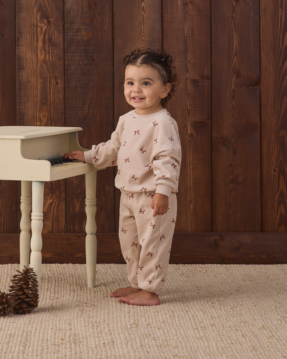Velour Relaxed Sweatshirt Red Bows - Rylee + Cru | Kids Clothes | Trendy Baby Clothes | Modern Infant Outfits |