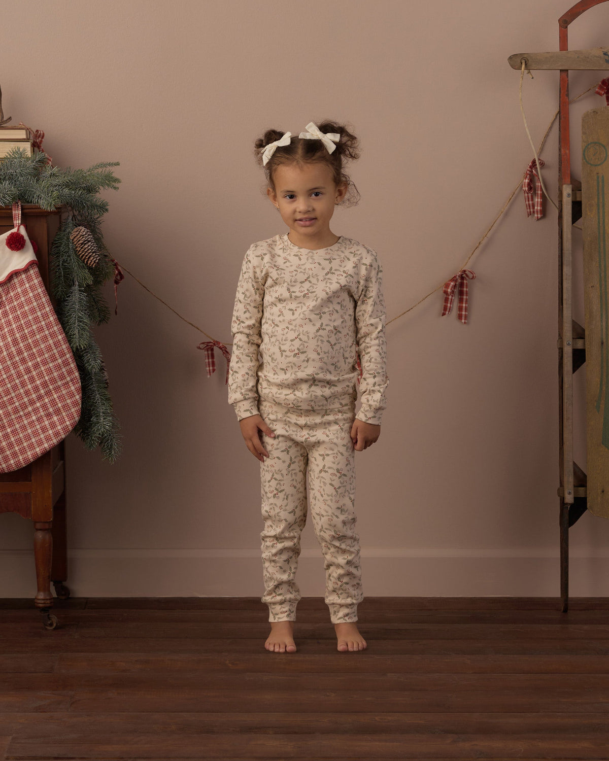 Organic Long Sleeve Pajama Set Holly Fleur - Rylee + Cru | Kids Clothes | Trendy Baby Clothes | Modern Infant Outfits |