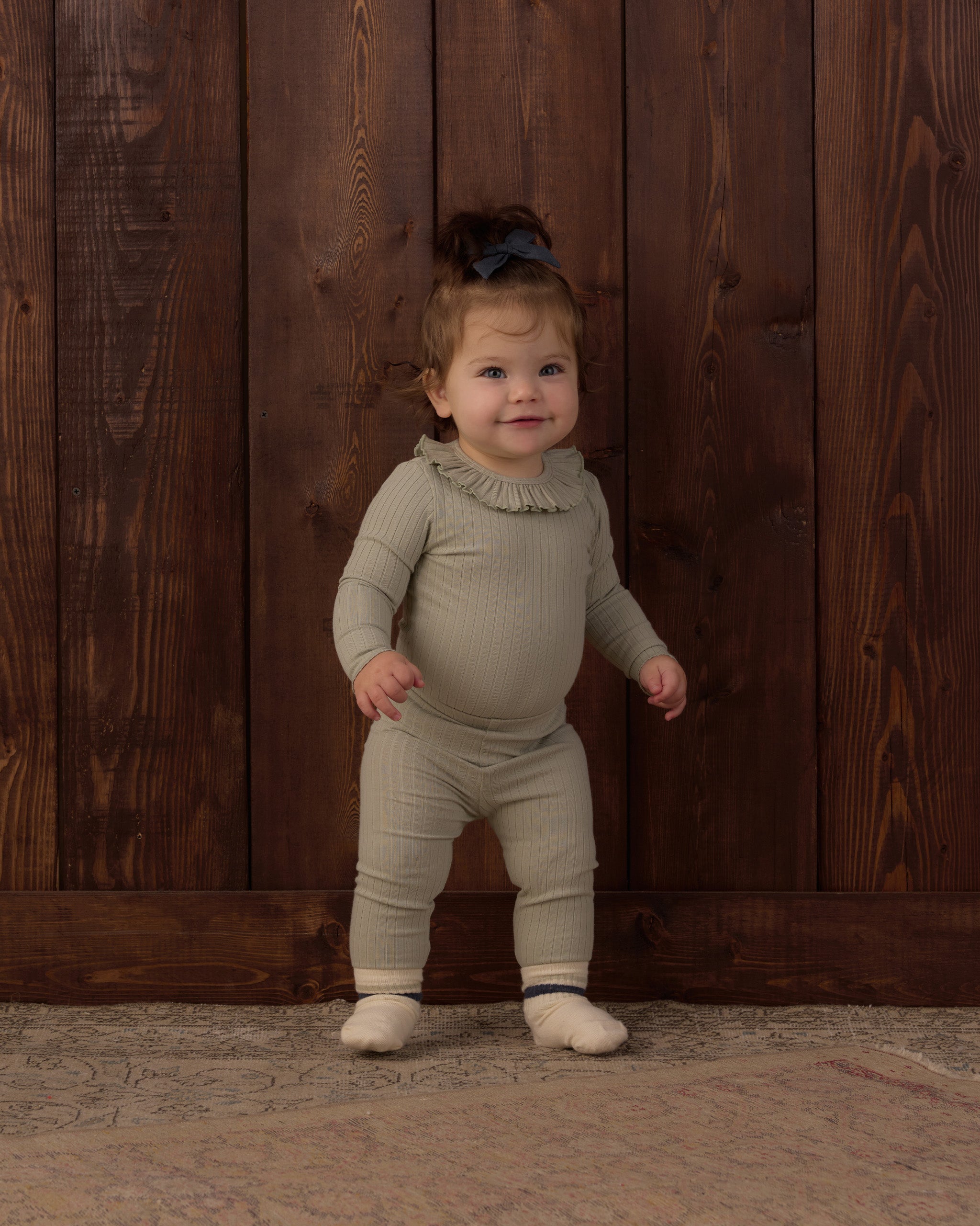 Ruffle Collar Bodysuit Sage - Rylee + Cru | Kids Clothes | Trendy Baby Clothes | Modern Infant Outfits |