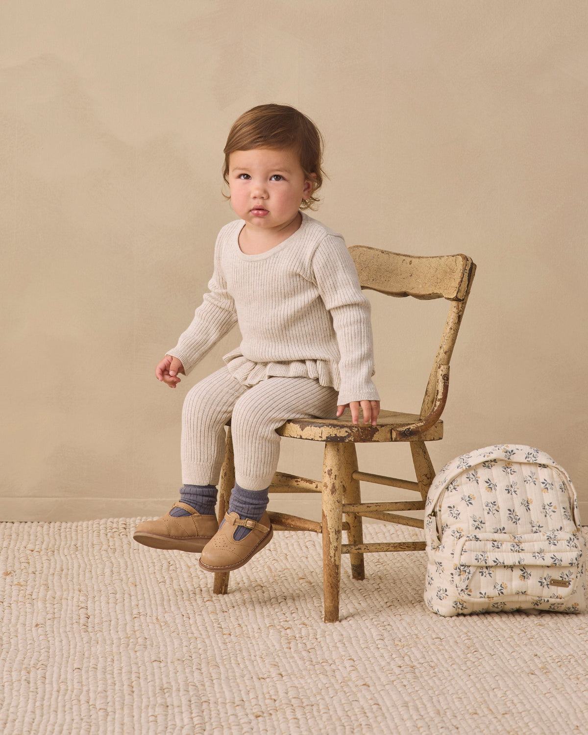 Rib Knit Legging Heathered Oatmeal - Rylee + Cru | Kids Clothes | Trendy Baby Clothes | Modern Infant Outfits |