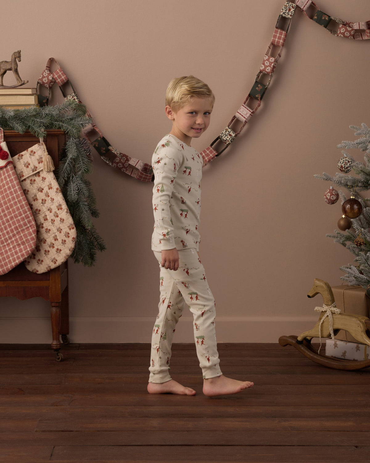 Organic Long Sleeve Pajama Set Gnome Village - Rylee + Cru | Kids Clothes | Trendy Baby Clothes | Modern Infant Outfits |