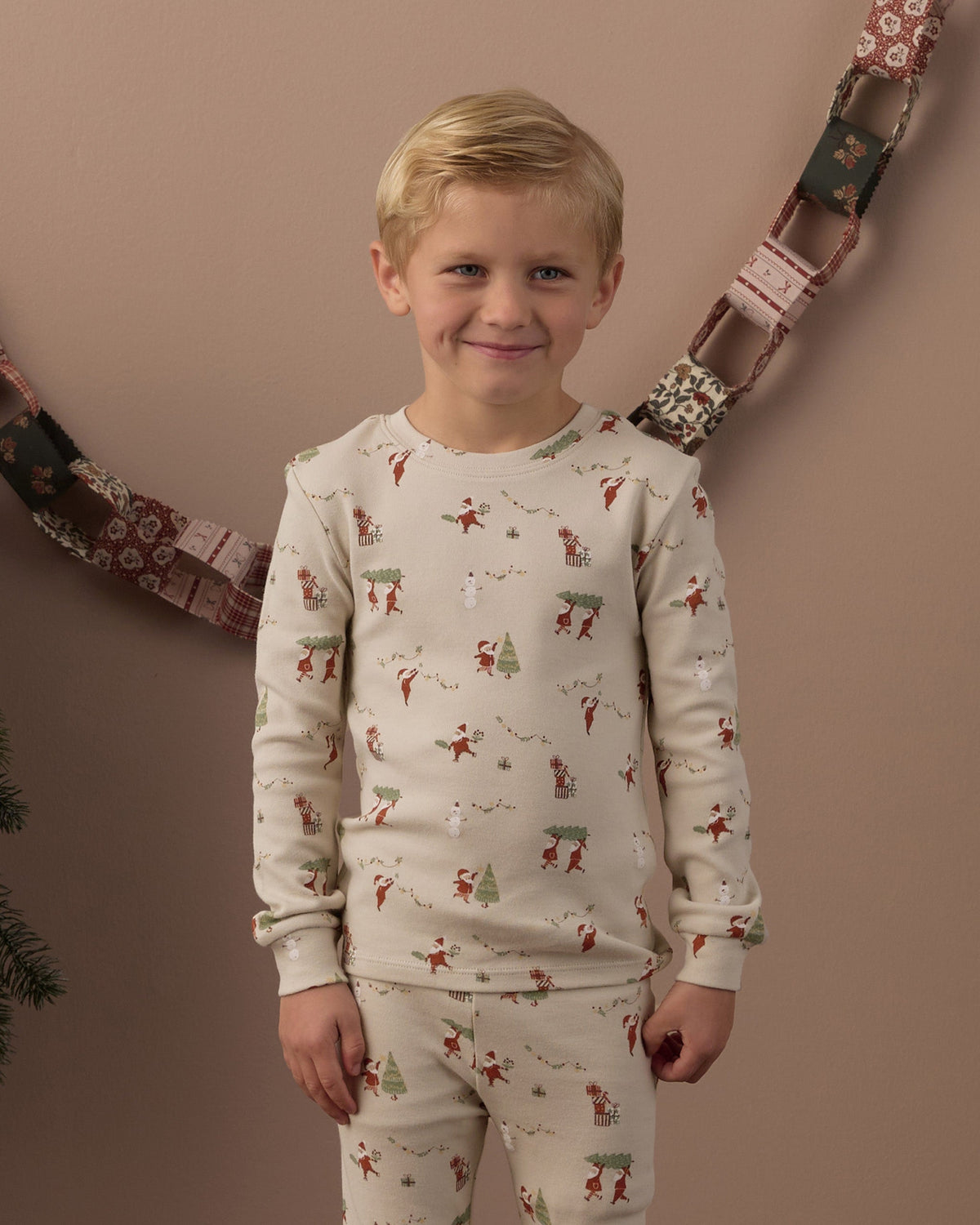Organic Long Sleeve Pajama Set Gnome Village - Rylee + Cru | Kids Clothes | Trendy Baby Clothes | Modern Infant Outfits |