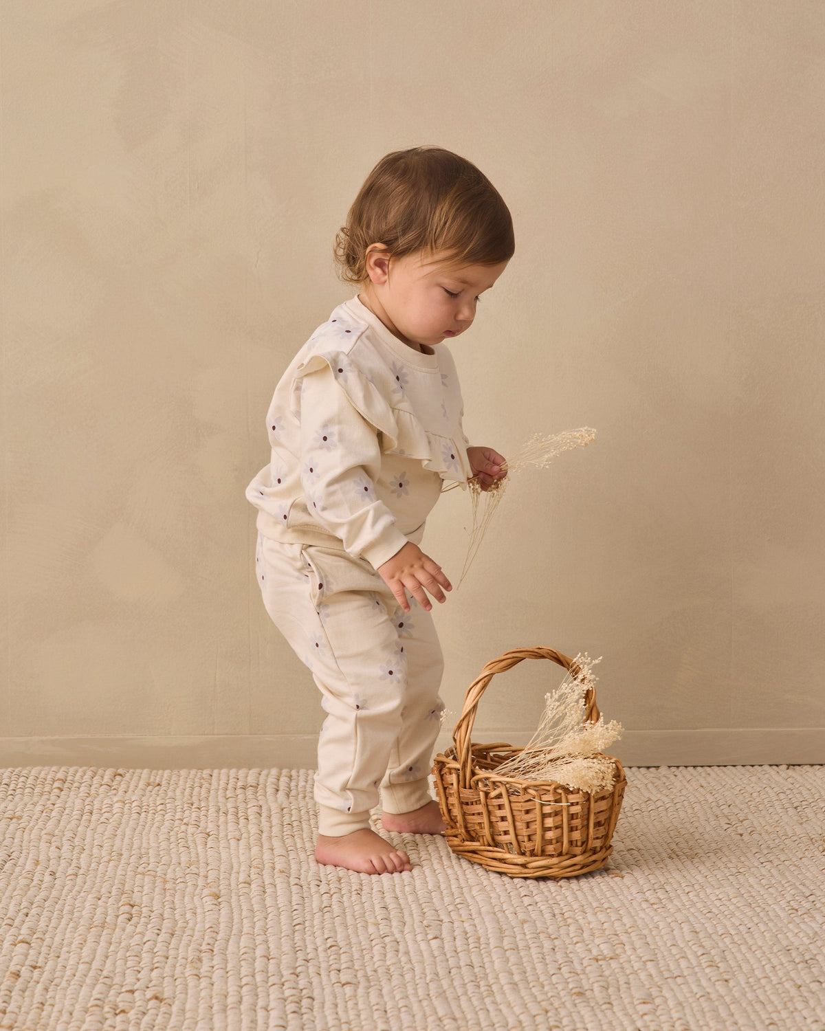 Relaxed Fleece Sweatpant Blue Daisy - Rylee + Cru | Kids Clothes | Trendy Baby Clothes | Modern Infant Outfits |