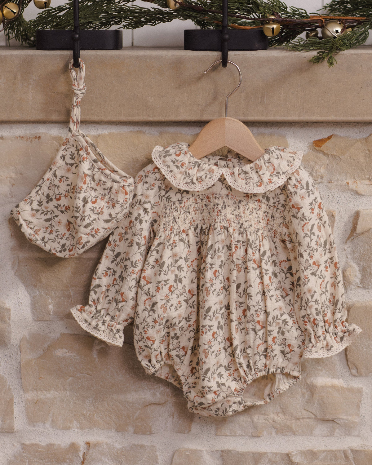 Woven Baby Bonnet Holiday Floral - Rylee + Cru | Kids Clothes | Trendy Baby Clothes | Modern Infant Outfits |