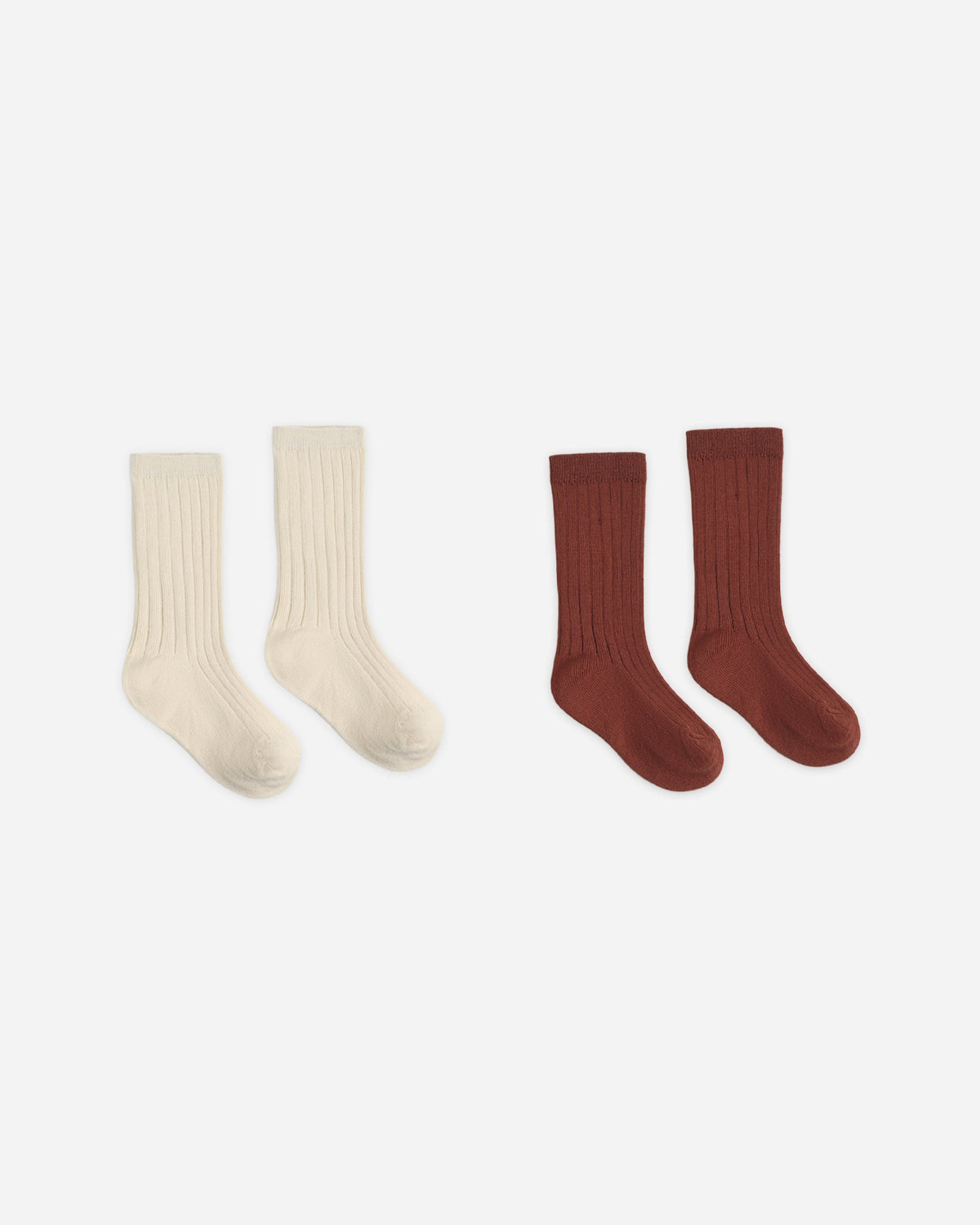 Ribbed Socks, 2-Pack Brick, Natural - Rylee + Cru | Kids Clothes | Trendy Baby Clothes | Modern Infant Outfits |