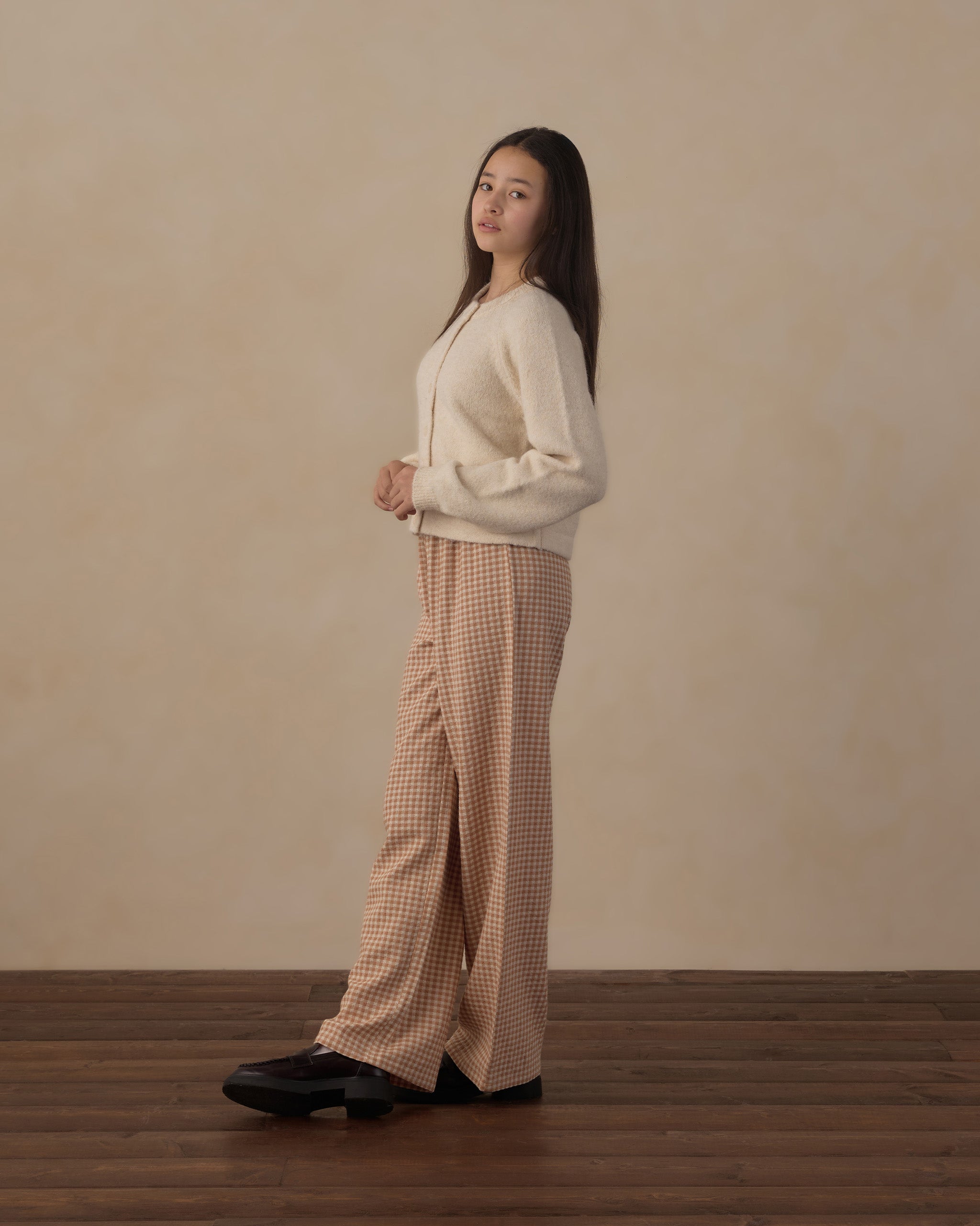 Teen Wide Leg Pant Fawn Gingham - Rylee + Cru | Kids Clothes | Trendy Baby Clothes | Modern Infant Outfits |