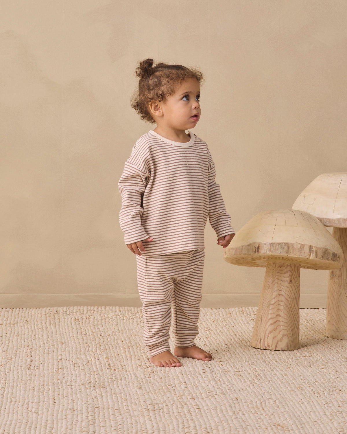 Long Sleeve Tee Cocoa Microstripe - Rylee + Cru | Kids Clothes | Trendy Baby Clothes | Modern Infant Outfits |