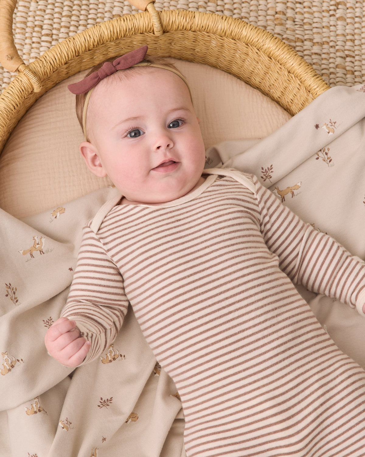 Baby Footie Cocoa Microstripe - Rylee + Cru | Kids Clothes | Trendy Baby Clothes | Modern Infant Outfits |