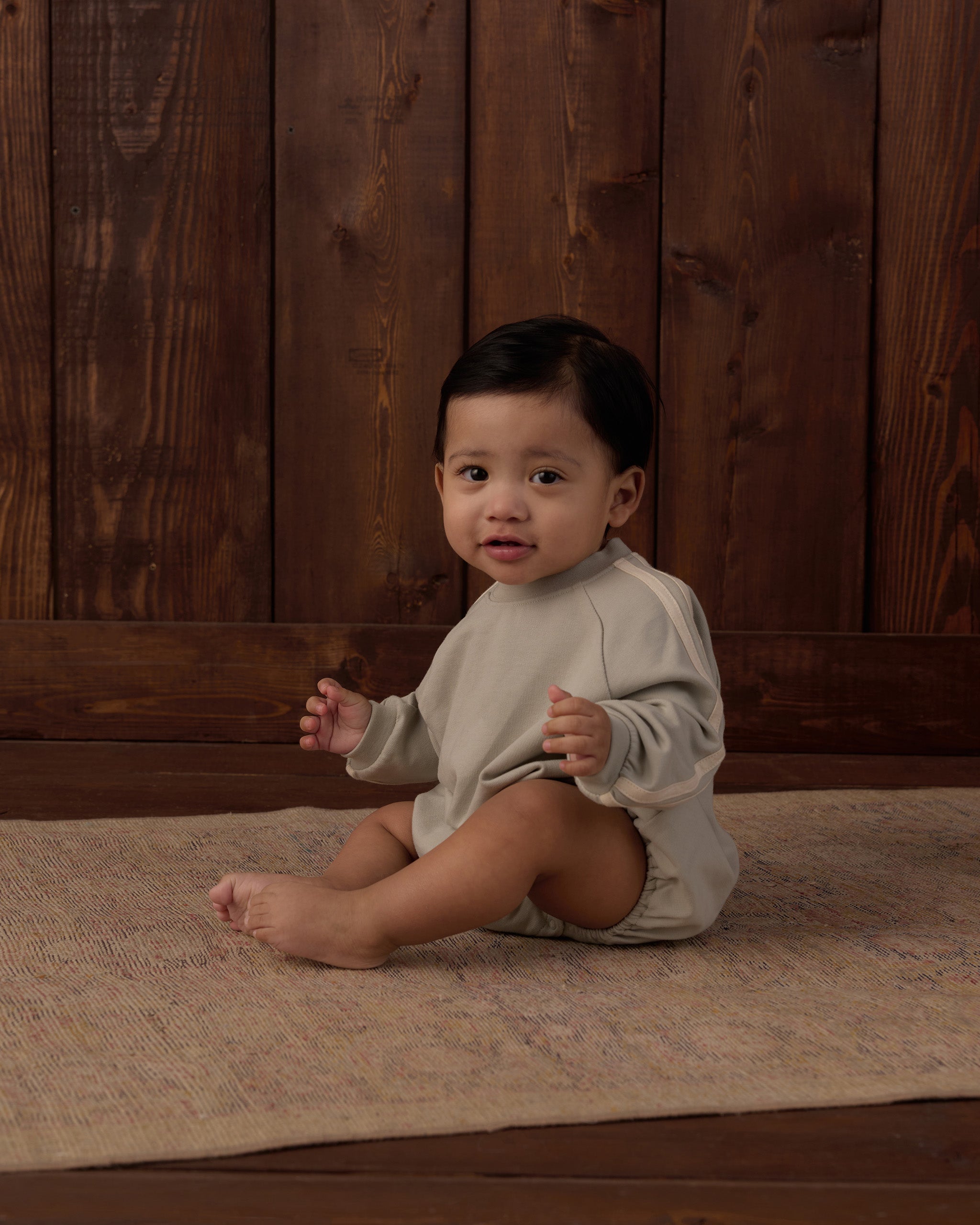 Crew Neck Romper Sage - Rylee + Cru | Kids Clothes | Trendy Baby Clothes | Modern Infant Outfits |