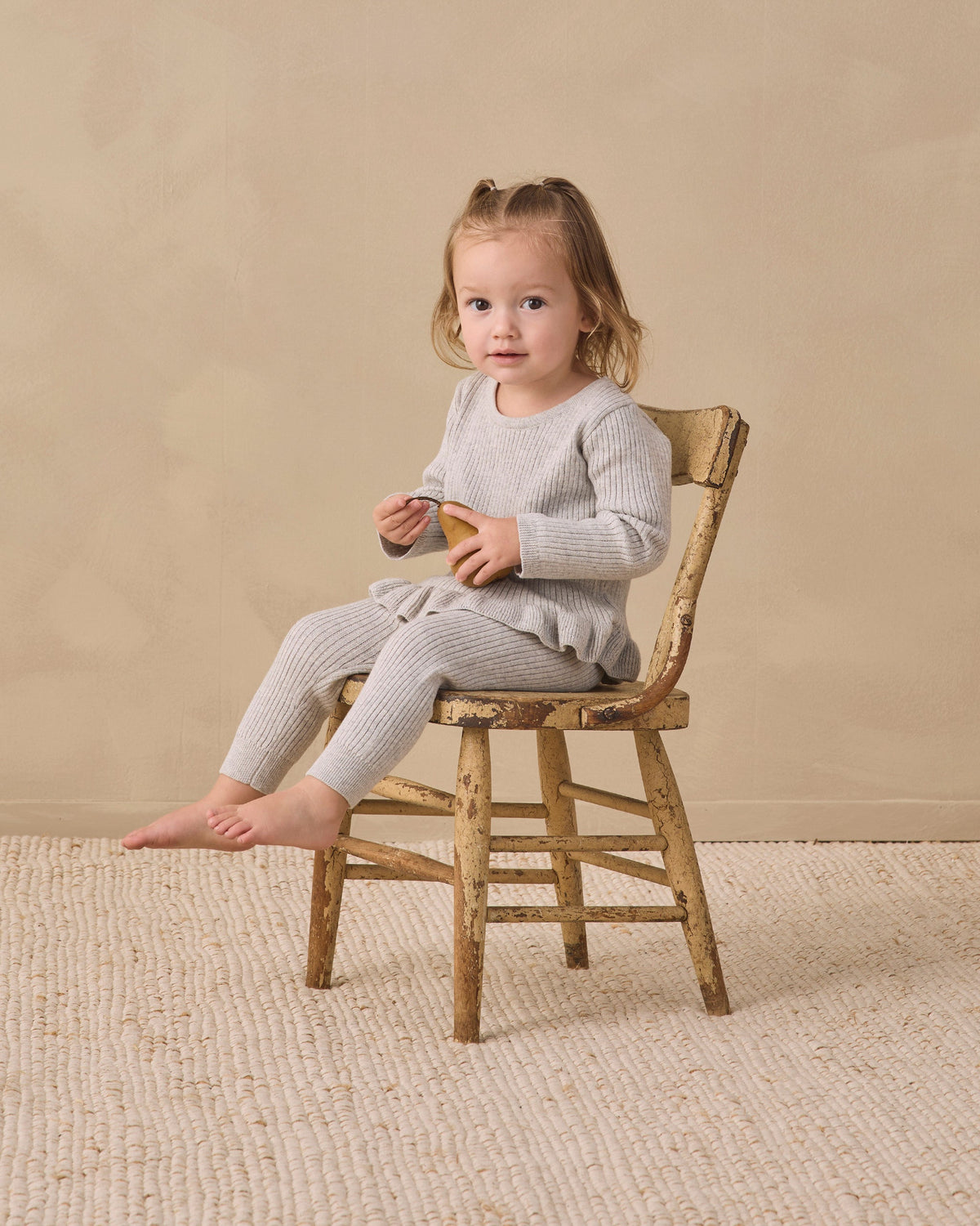 Rib Knit Peplum Top Heathered Fog - Rylee + Cru | Kids Clothes | Trendy Baby Clothes | Modern Infant Outfits |