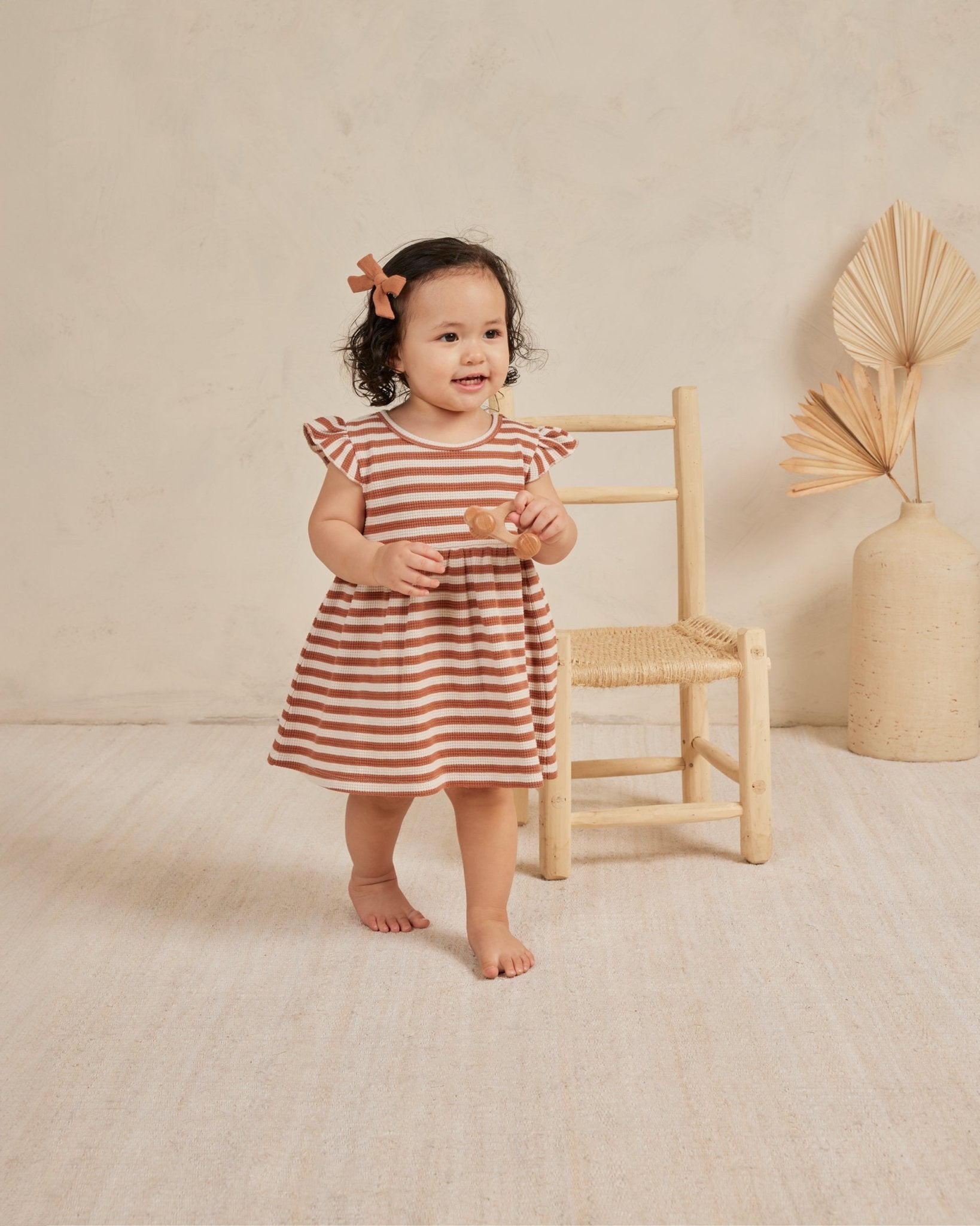 Flutter Sleeve Dress || Clay Stripe - Rylee + Cru Canada