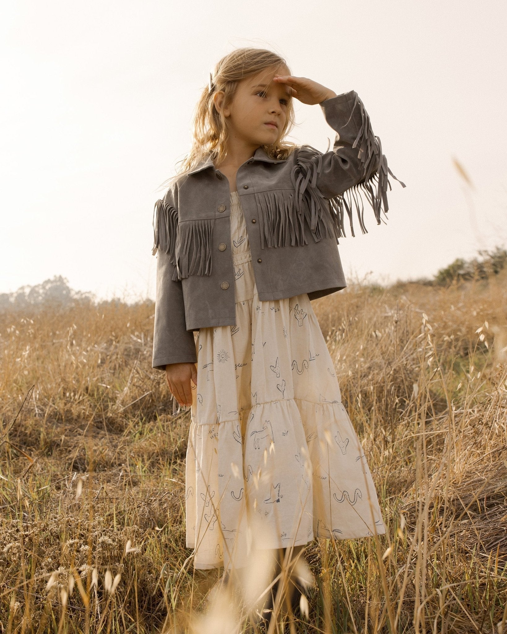 Fringe Jacket || Dusty Blue - Rylee + Cru Canada