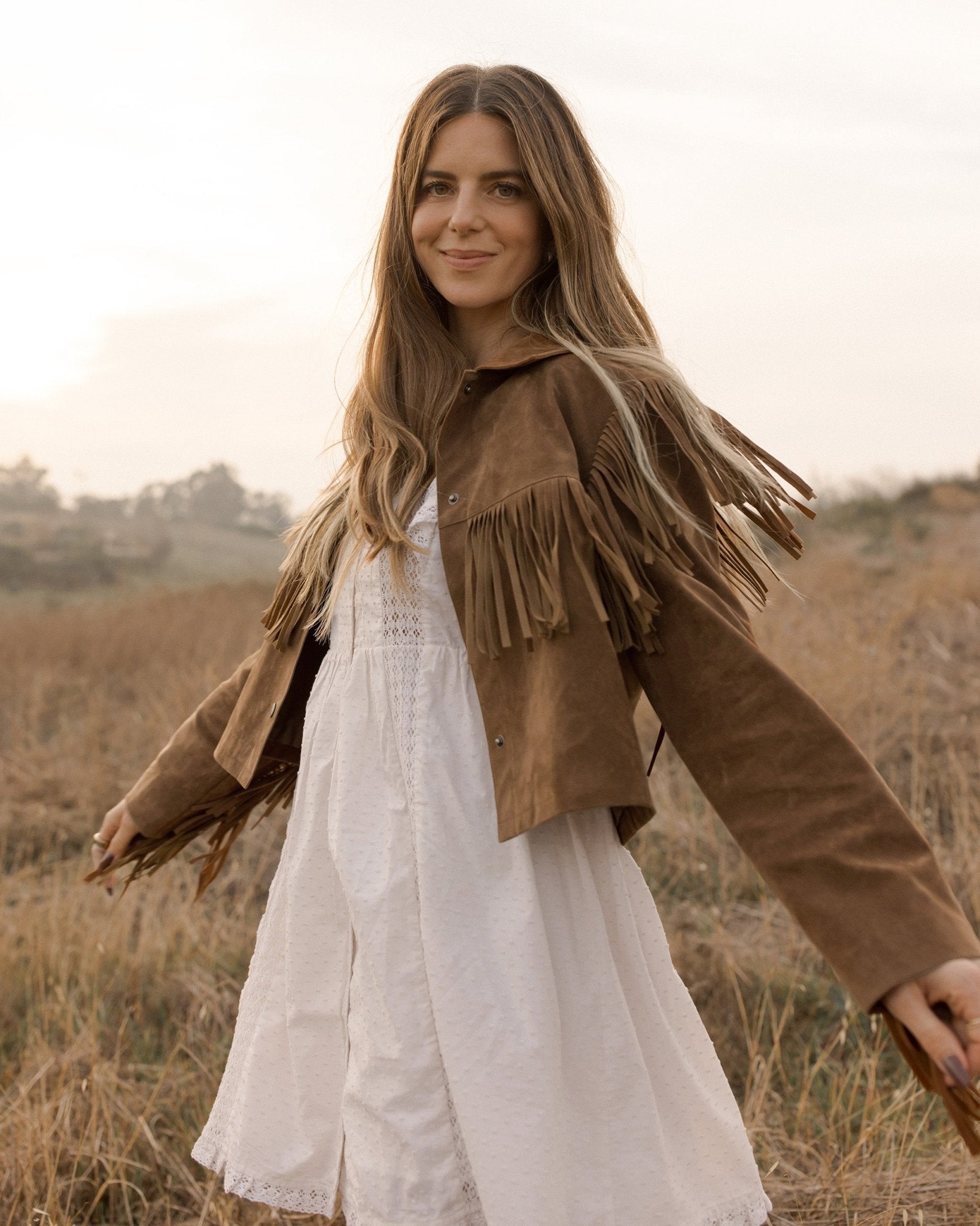 Fringe Jacket | Saddle - Rylee + Cru Canada