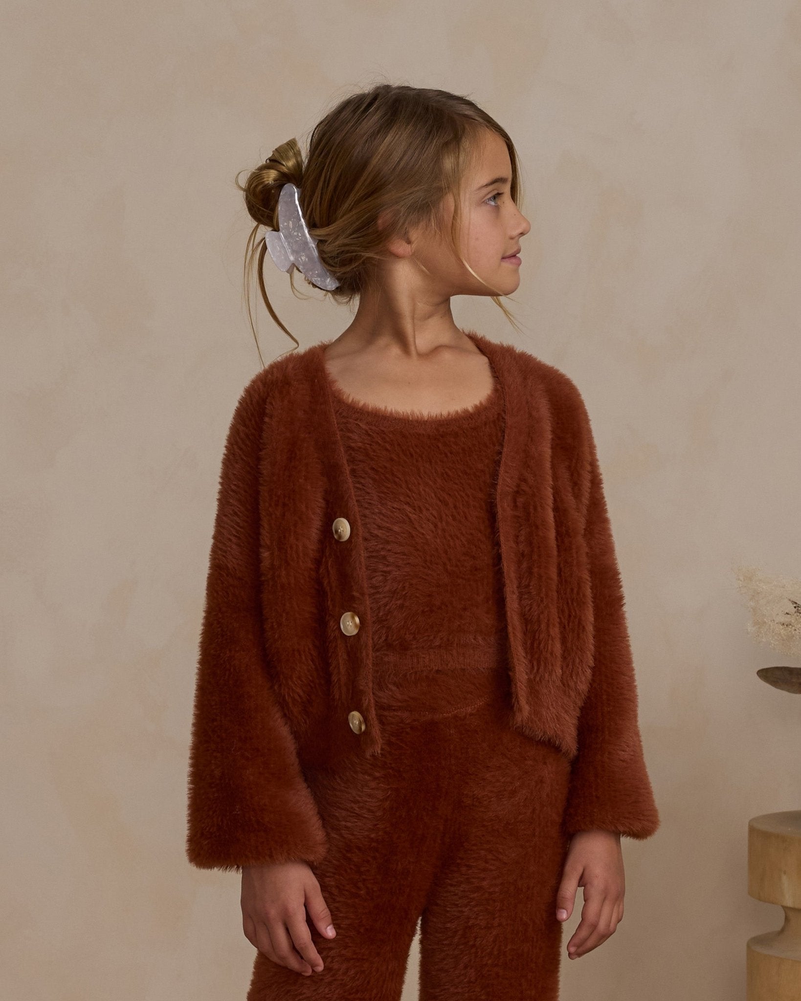 Fuzzy Cardigan || Brick - Rylee + Cru Canada