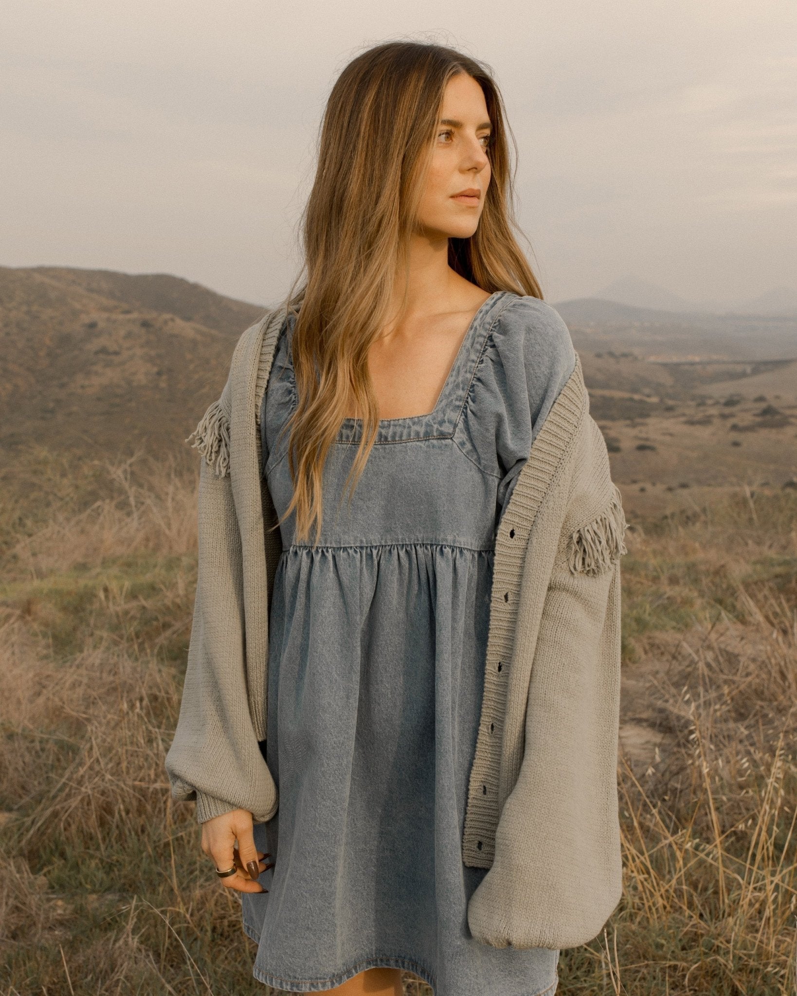 Gretta Babydoll Dress | Light Washed Denim - Rylee + Cru Canada