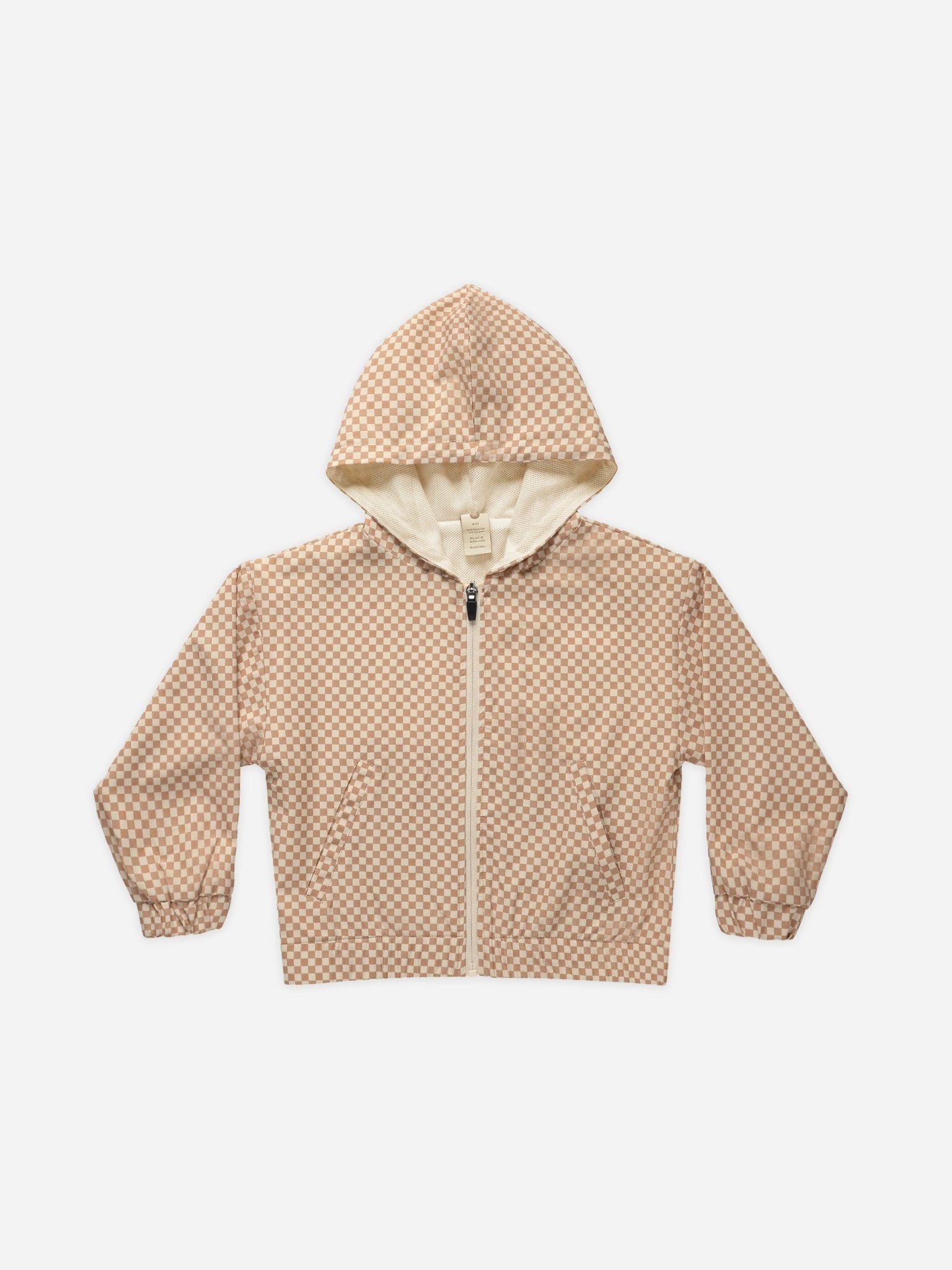 Hooded Windbreaker || Clay Micro Check - Rylee + Cru Canada