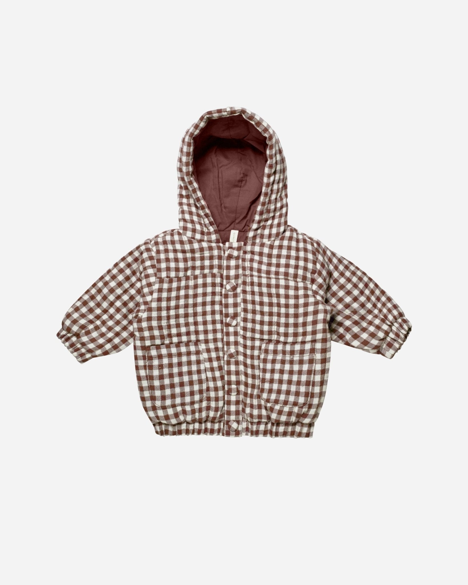 Hooded Woven Jacket || Plum Gingham - Rylee + Cru Canada