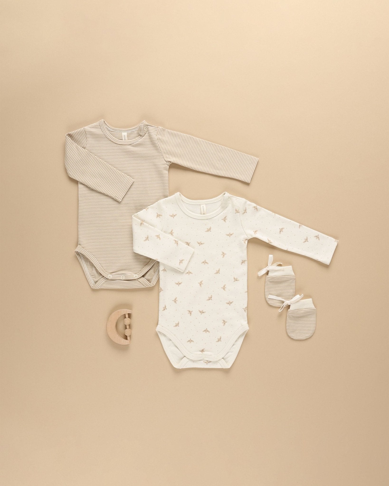 Jersey Bodysuit, 2 - Pack || Doves, Latte Micro Stripe - Rylee + Cru Canada