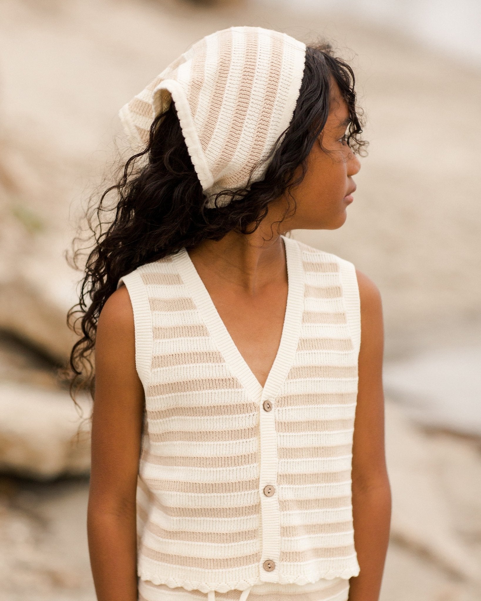 Knit Vest || Sand Stripe - Rylee + Cru Canada