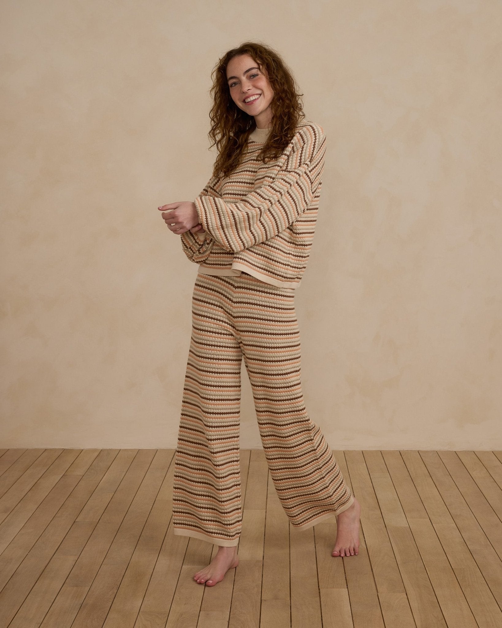 Knit Wide Leg Pant | Honeycomb Stripe - Rylee + Cru Canada