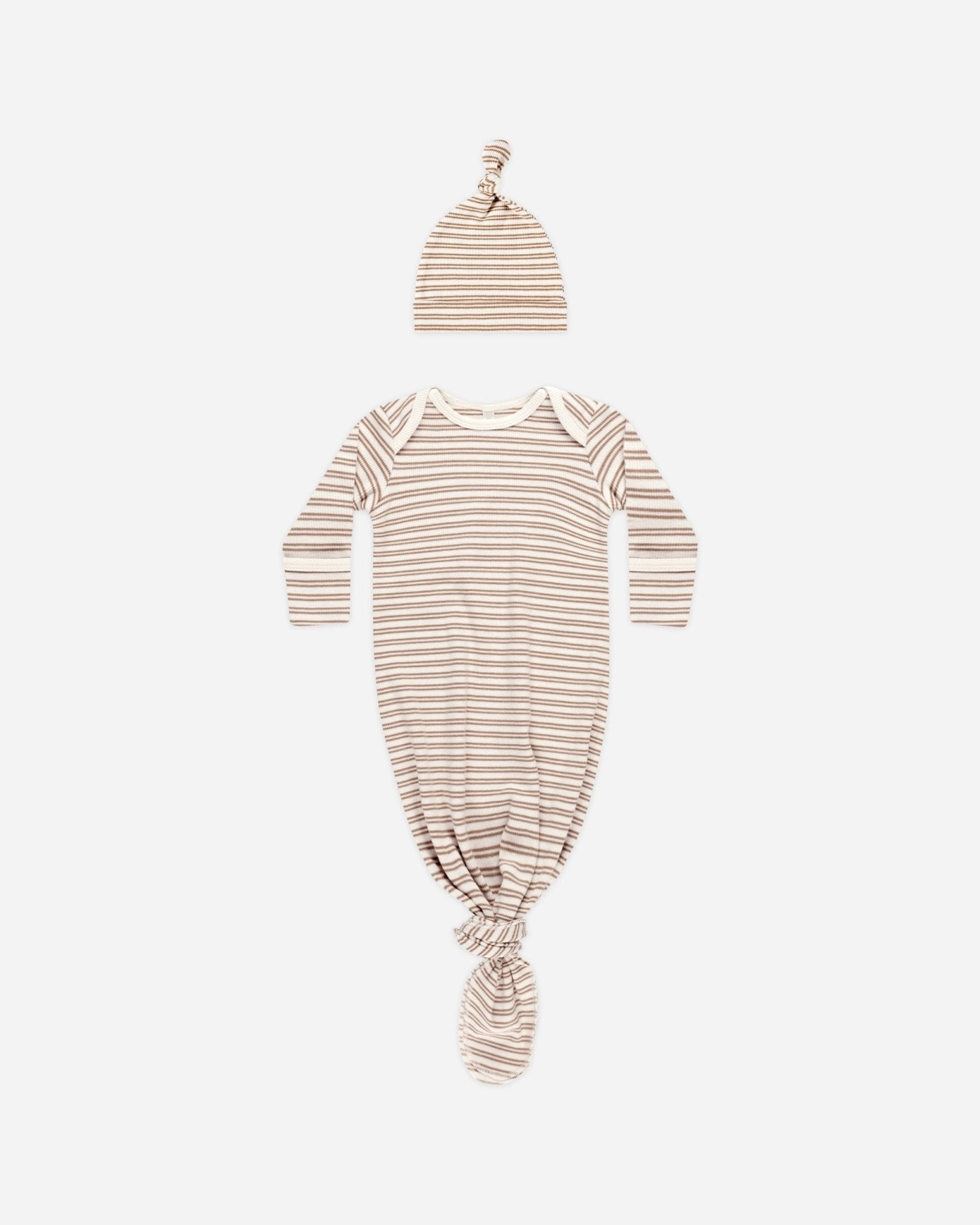 Knotted Baby Gown + Hat Set || Golden Stripe - Rylee + Cru Canada