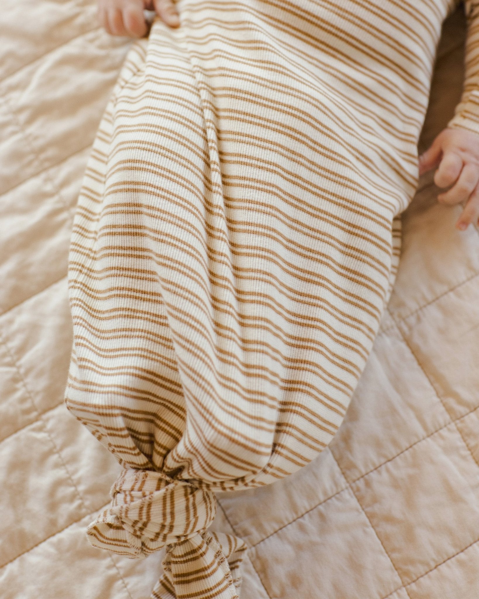 Knotted Baby Gown + Hat Set || Golden Stripe - Rylee + Cru Canada