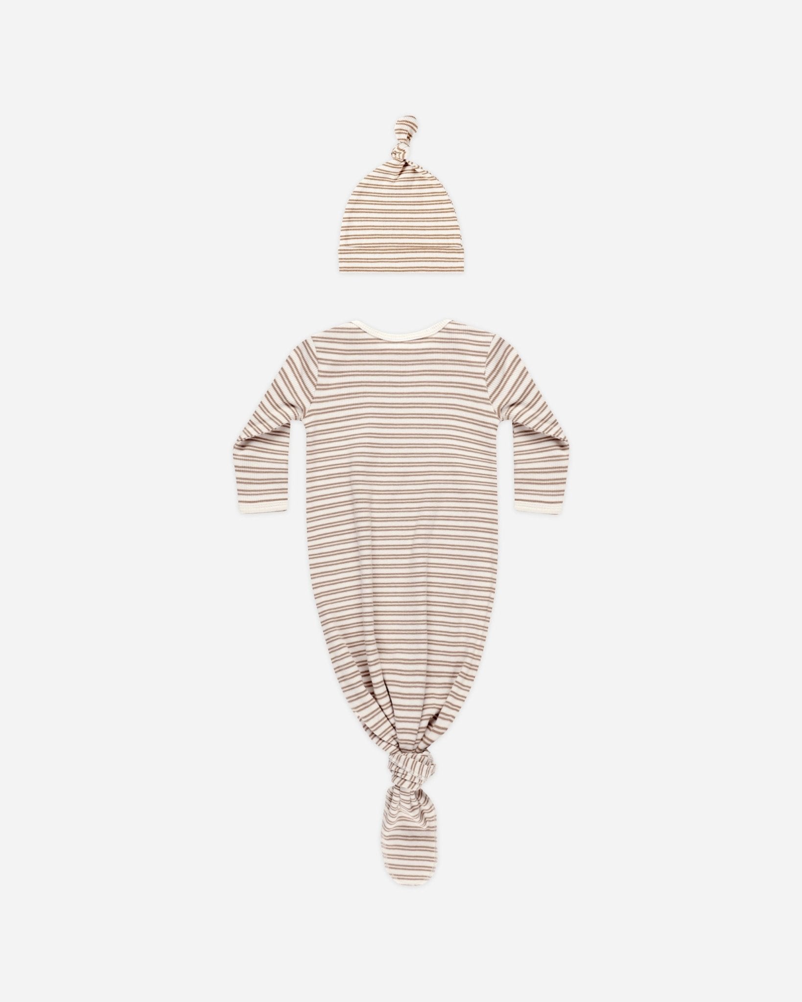 Knotted Baby Gown + Hat Set || Golden Stripe - Rylee + Cru Canada