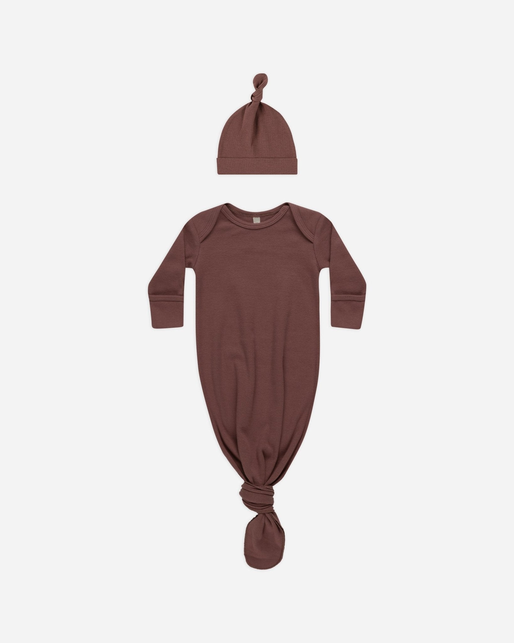 Knotted Baby Gown + Hat Set || Plum - Rylee + Cru Canada