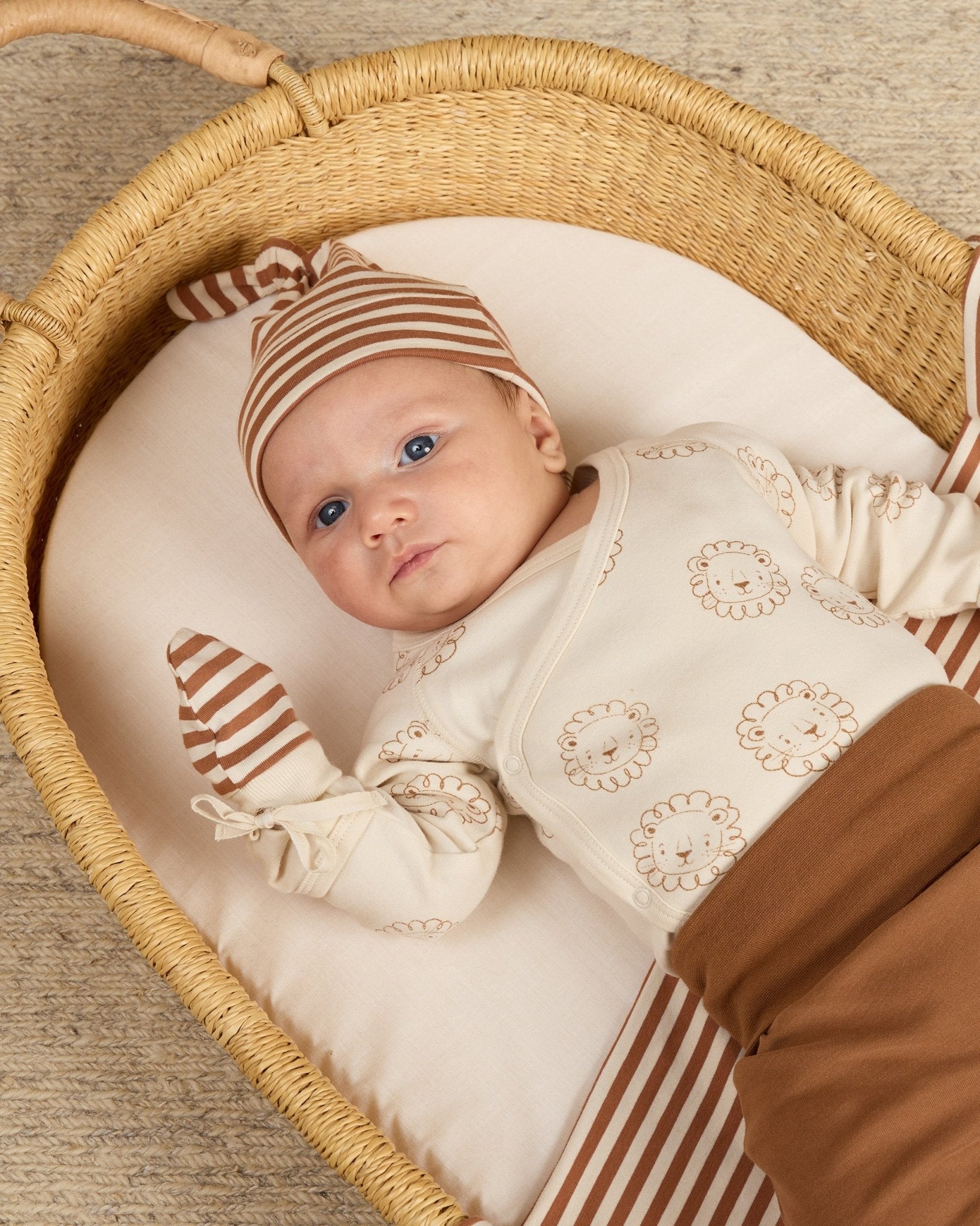 Knotted Baby Hat || Cinnamon Stripe - Rylee + Cru Canada