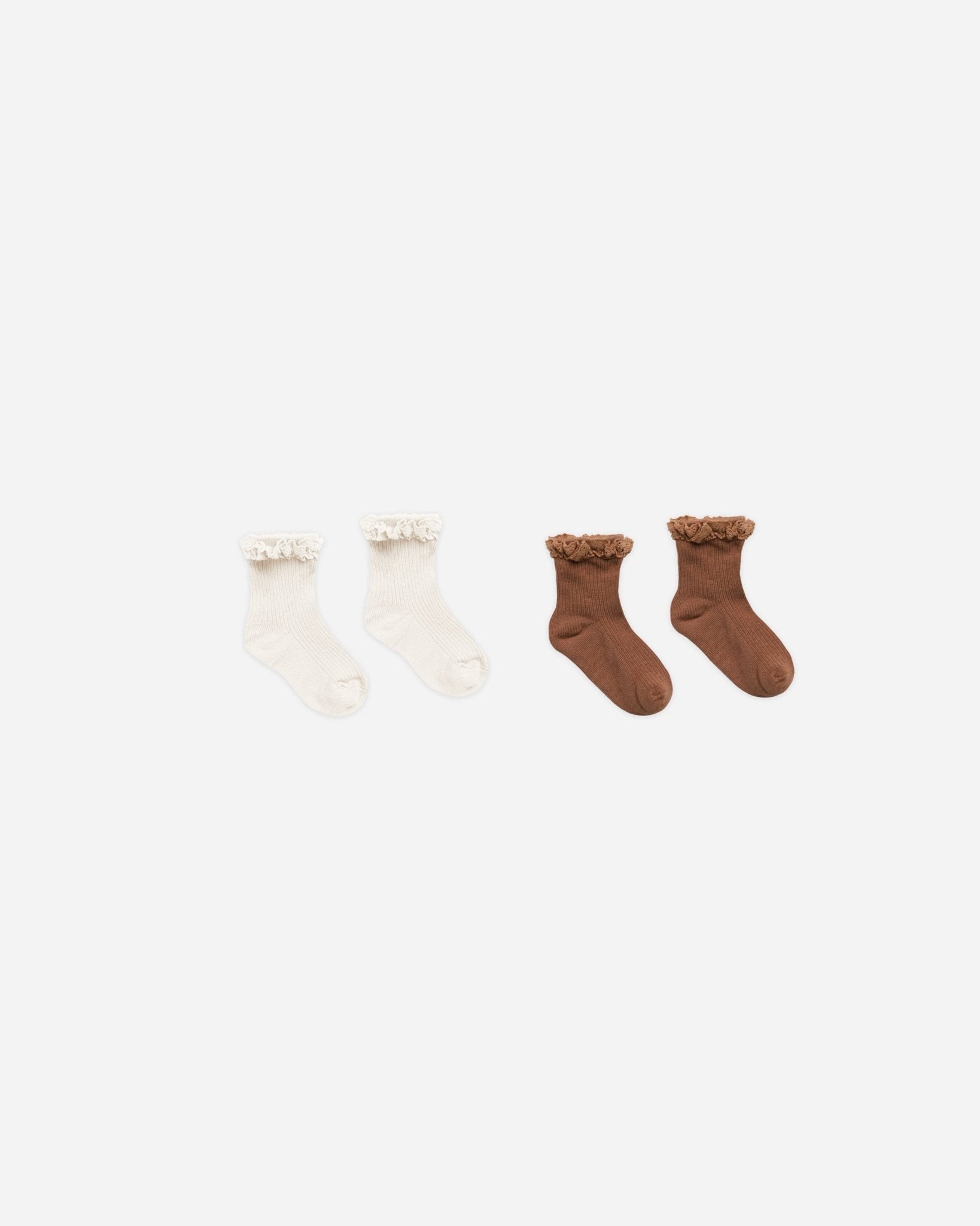 Lace Trim Sock Sets || Saddle, Ivory - Rylee + Cru Canada