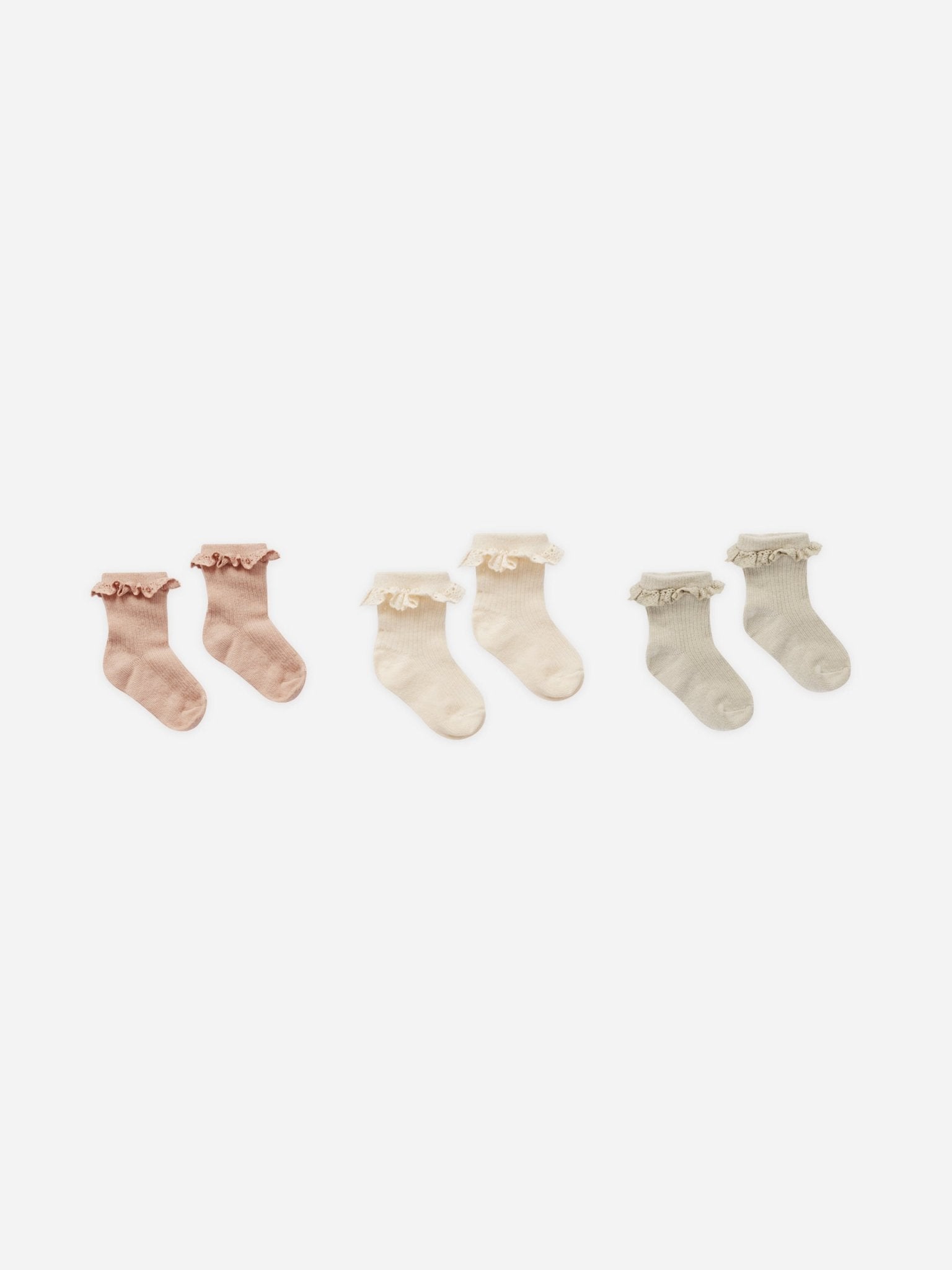 Lace Trim Socks, 3 - Pack || Blush, Natural, Dove - Rylee + Cru Canada