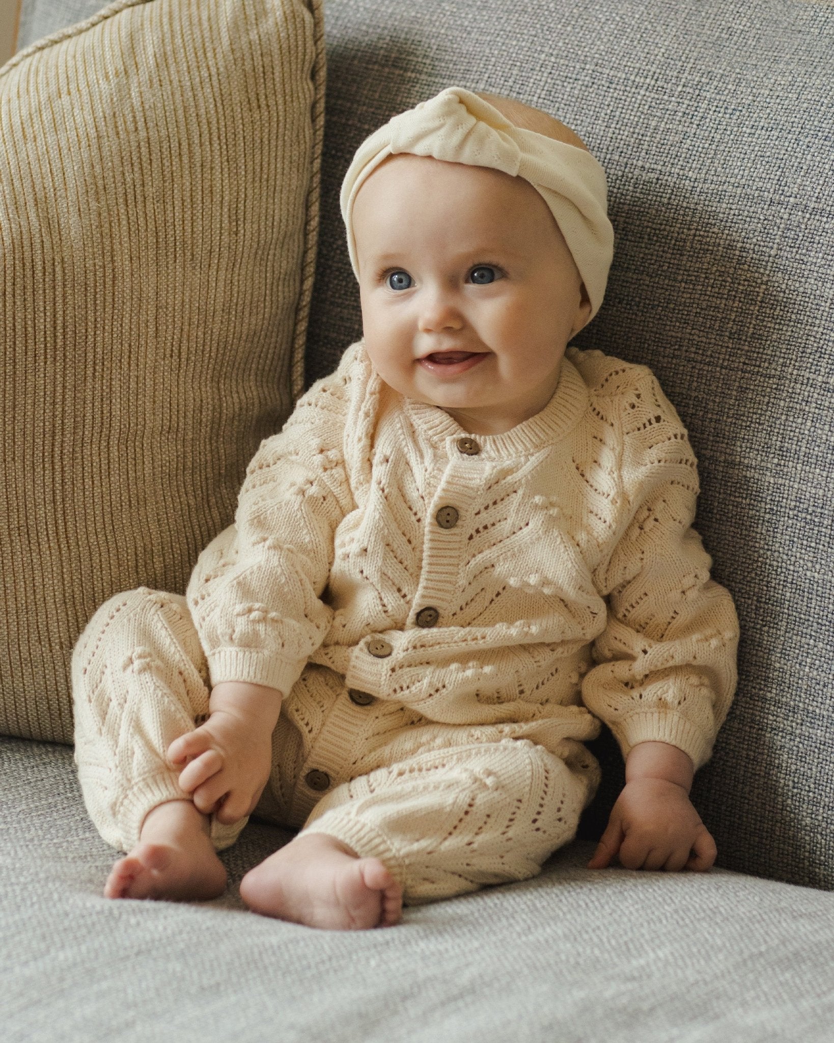 Long Sleeve Bobble Romper || Natural - Rylee + Cru Canada