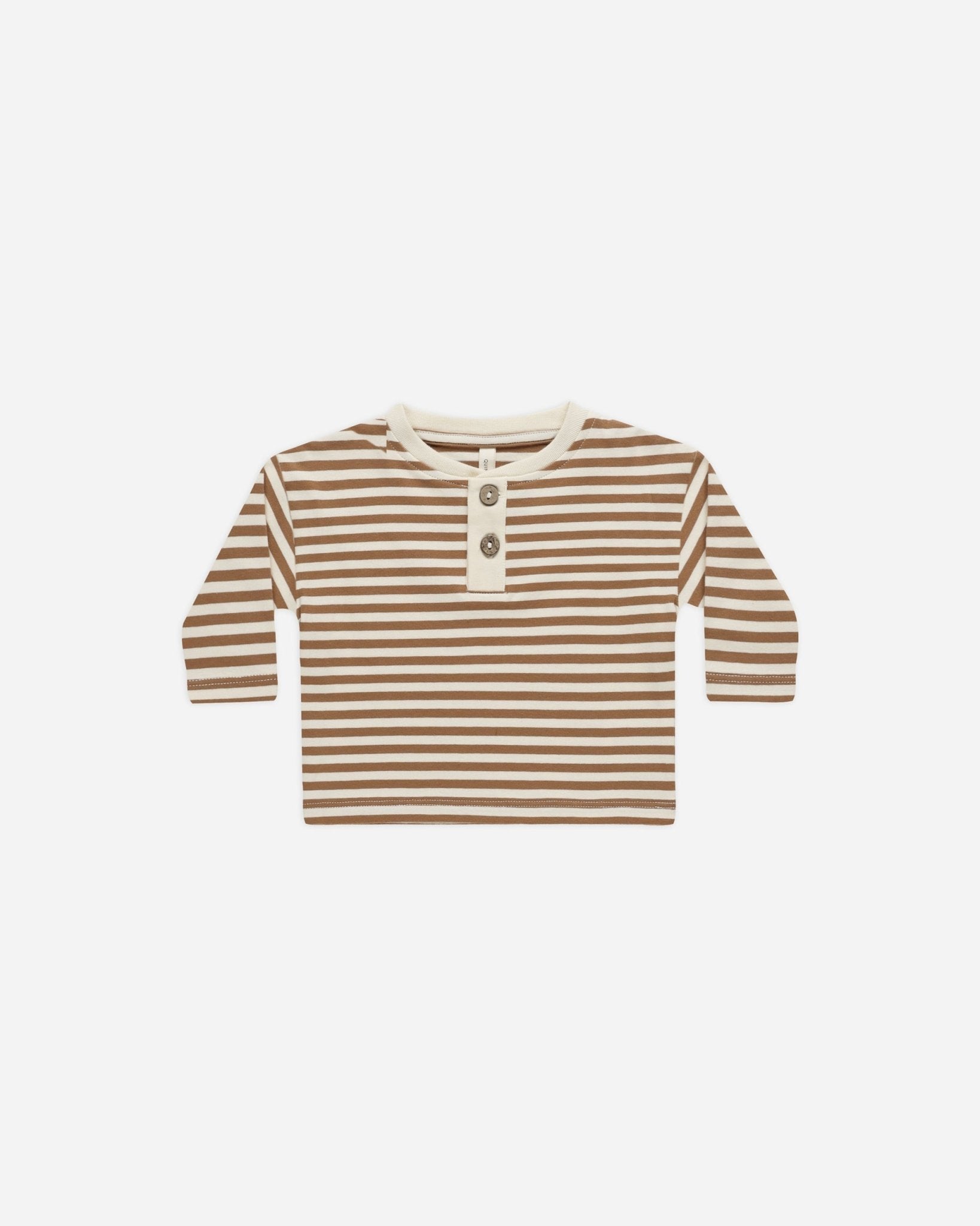 Long Sleeve Henley Tee || Cinnamon Stripe - Rylee + Cru Canada