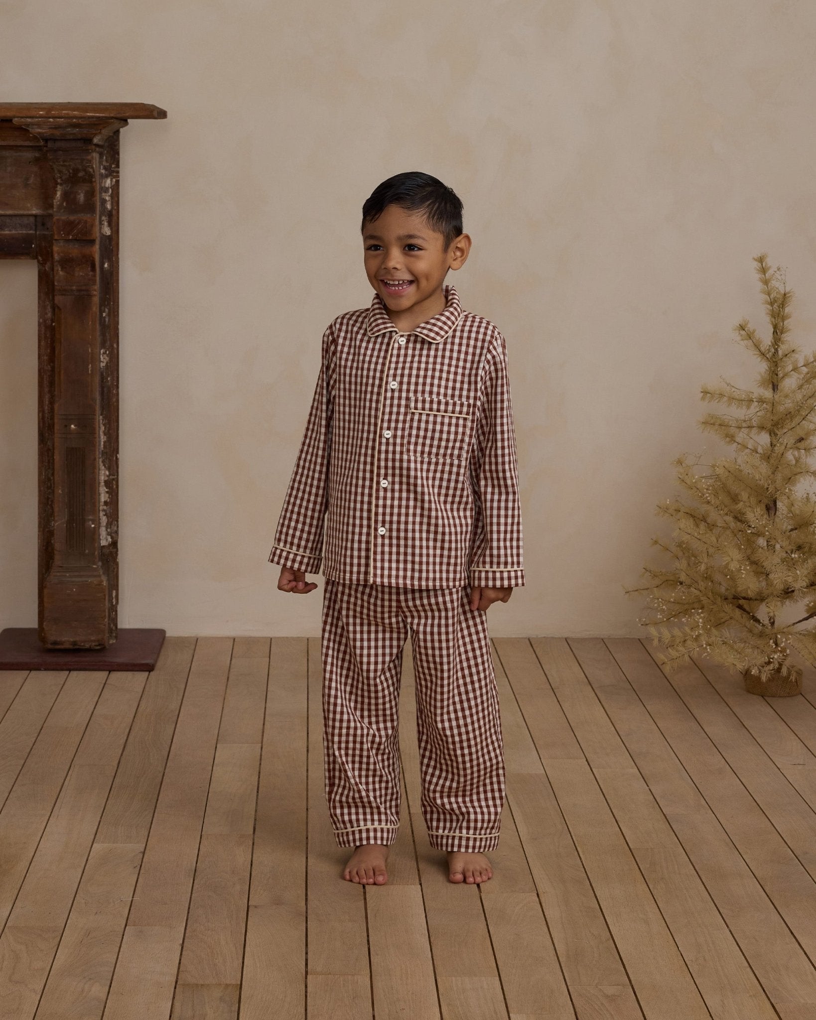 Long Sleeve Pajamas || Brick Gingham - Rylee + Cru Canada